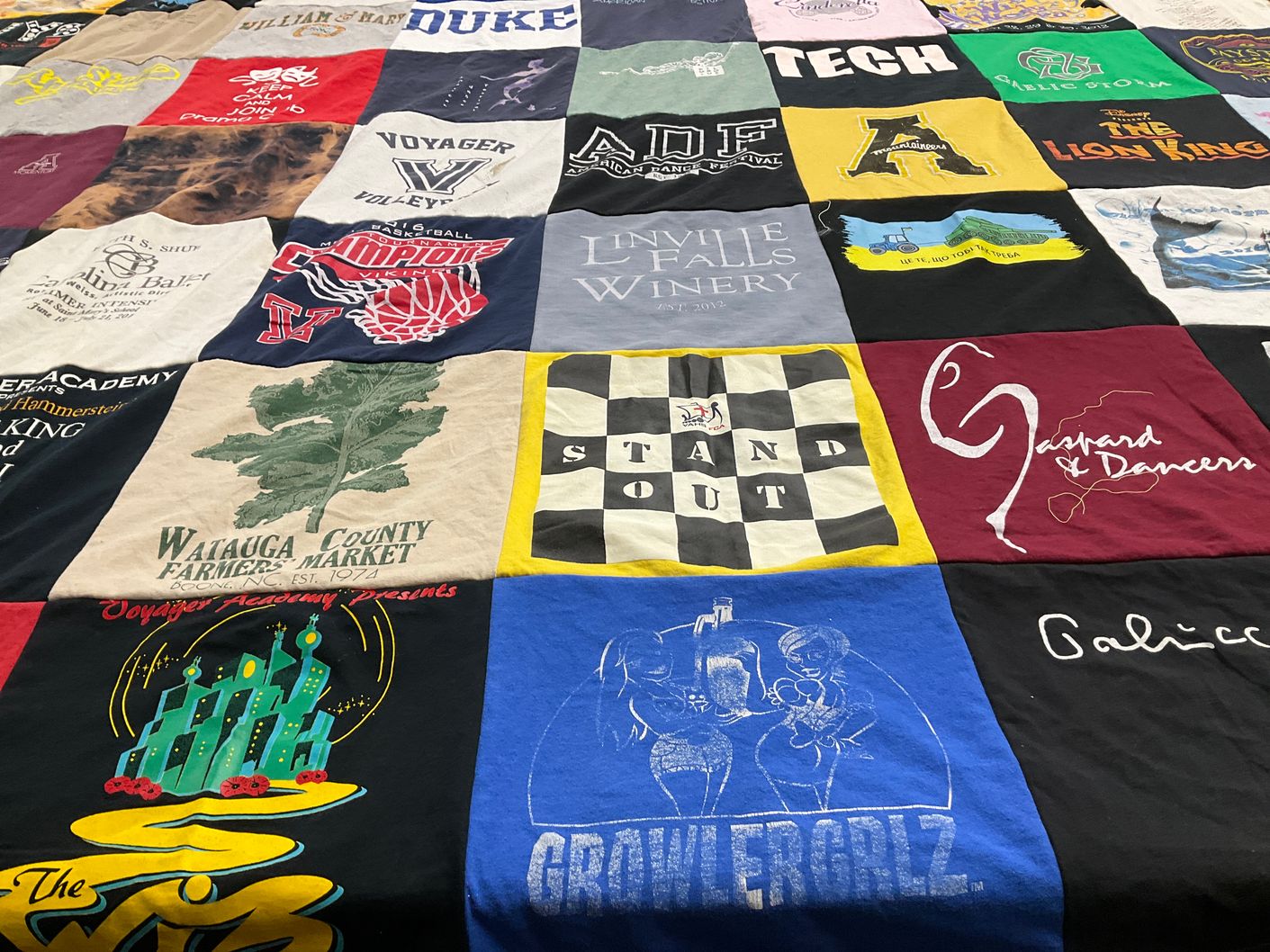 T-shirt quilt from stanford university, virginia tech by Alexis from NC