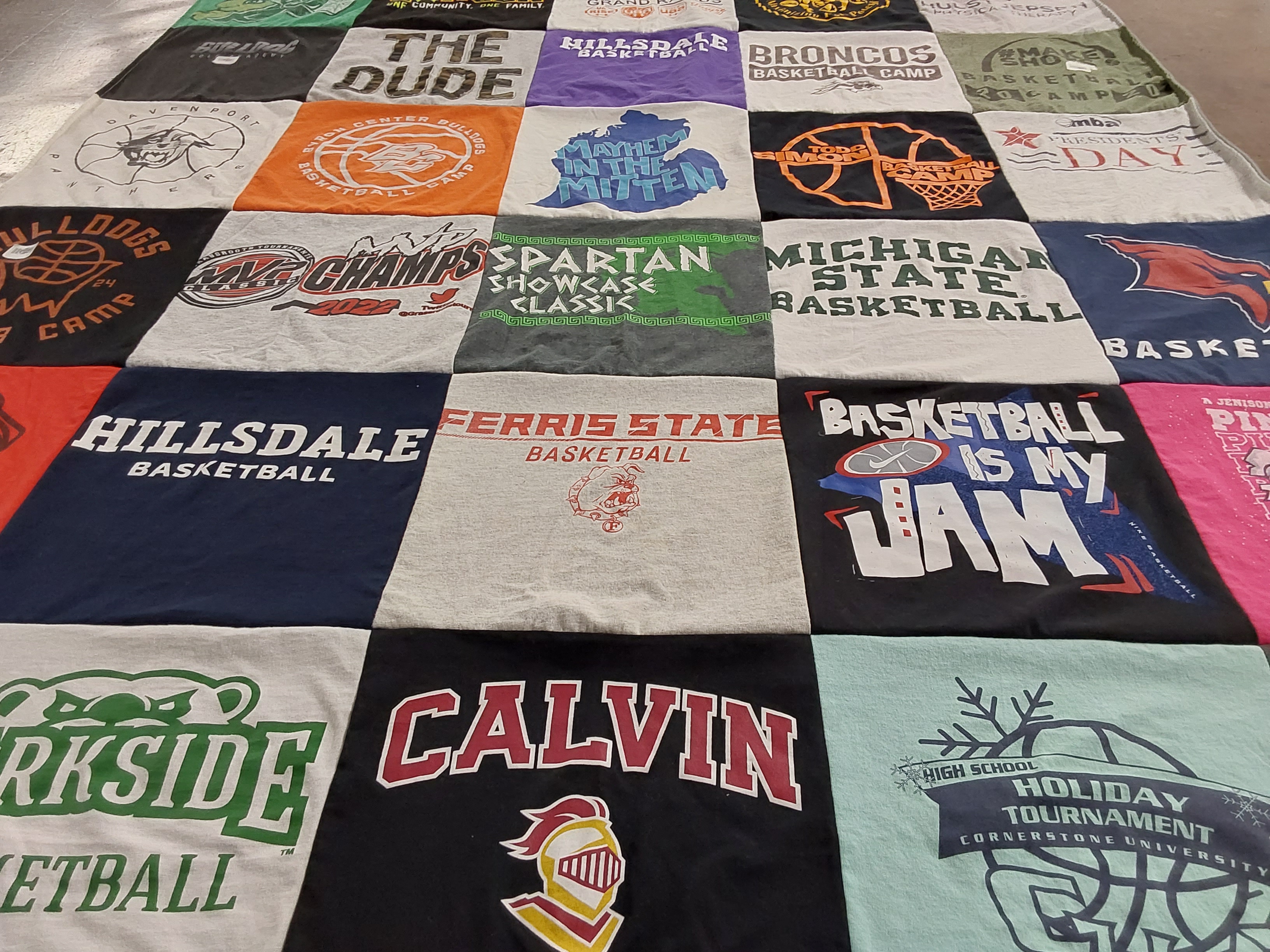 T-shirt quilt from hillsdale college, ferris state university by Lisa from MI