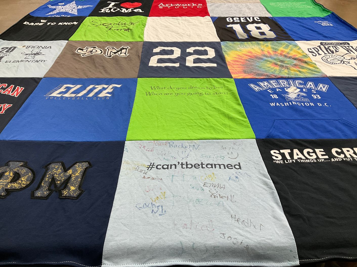T-shirt quilt from iron elementary school by Donna from NJ