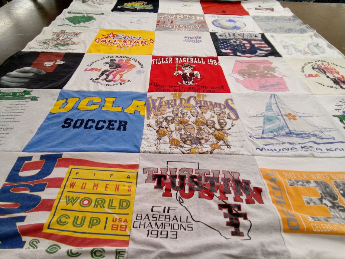 T-shirt quilt featuring tustin high school, ucla by Melanie from CA
