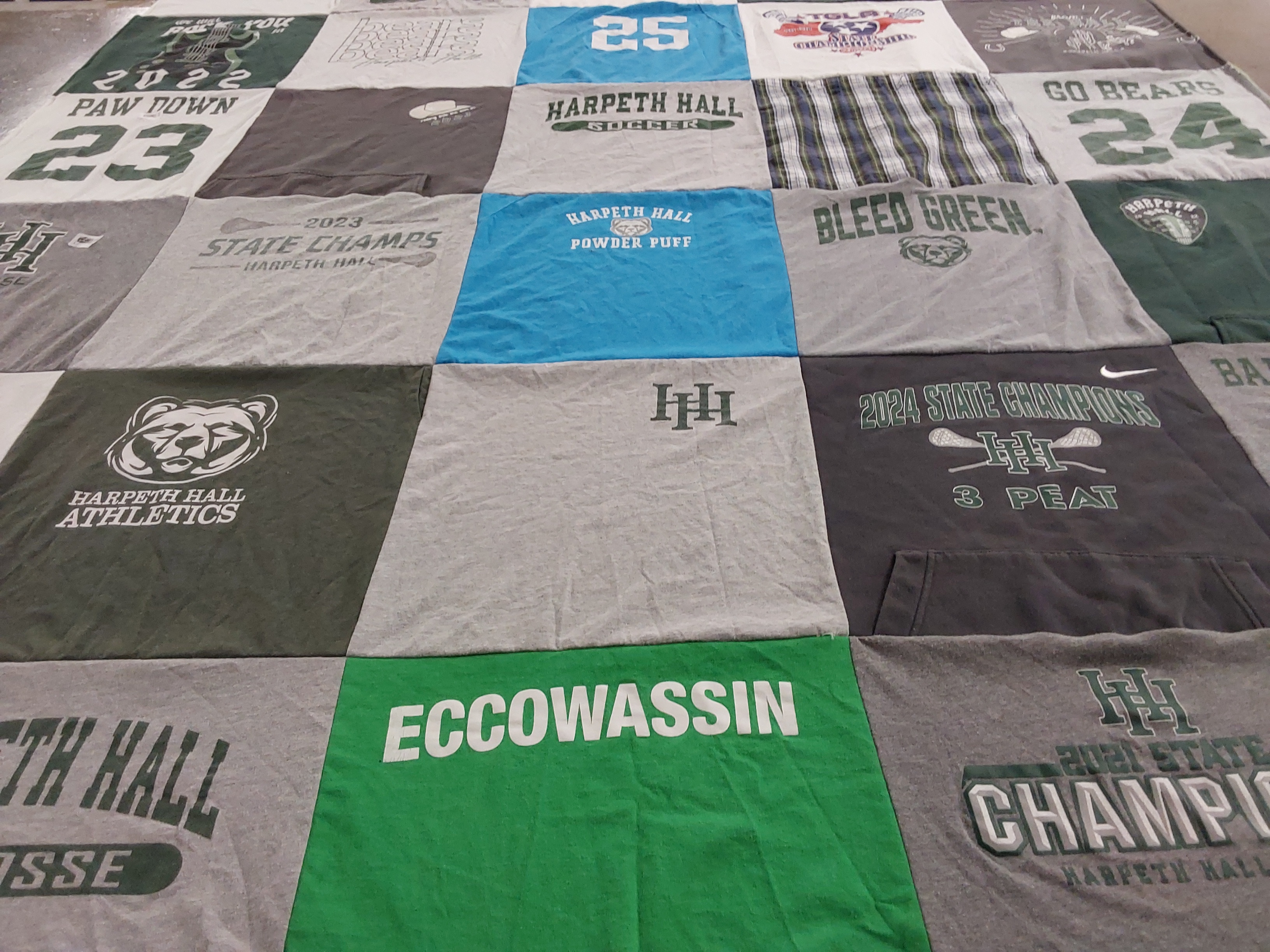 T-shirt quilt featuring harpeth hall athletics by Dina from TN