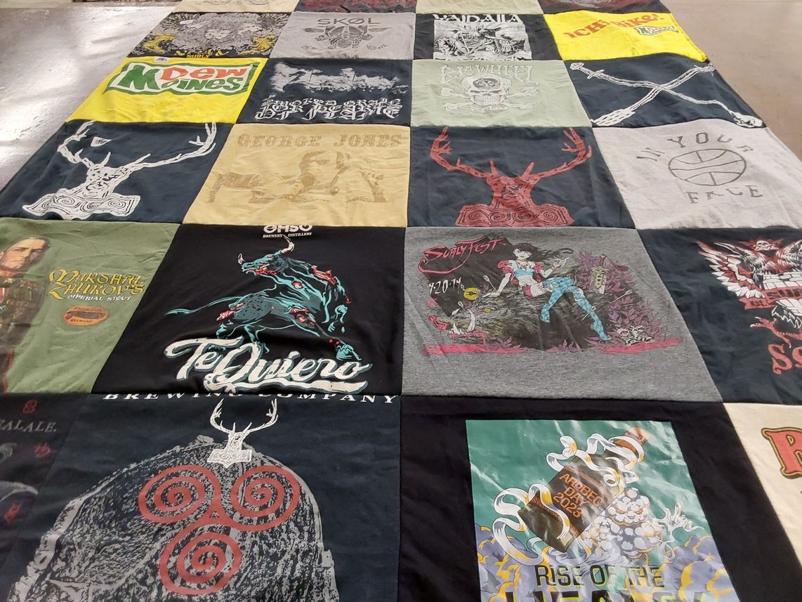 T-shirt quilt with craft beer, music festivals themes by Jeff from IA