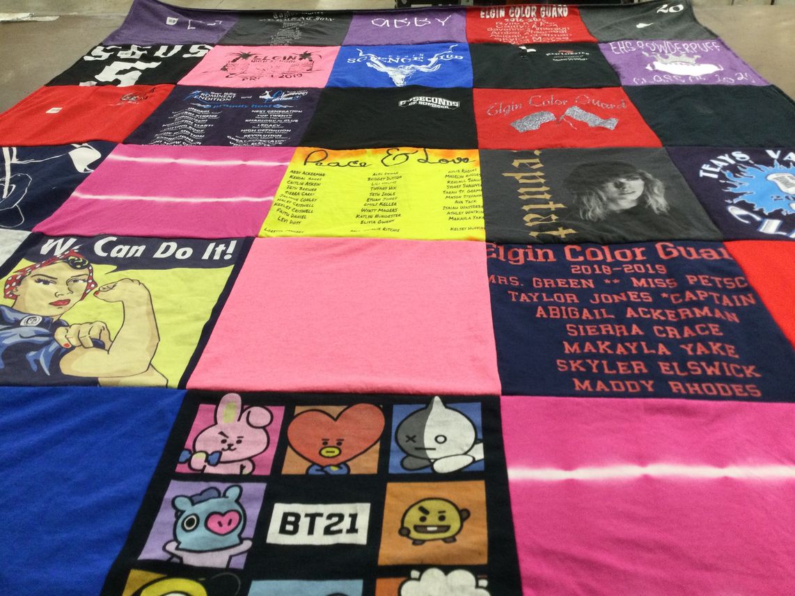 T-shirt quilt with color guard themes by Patti from OH