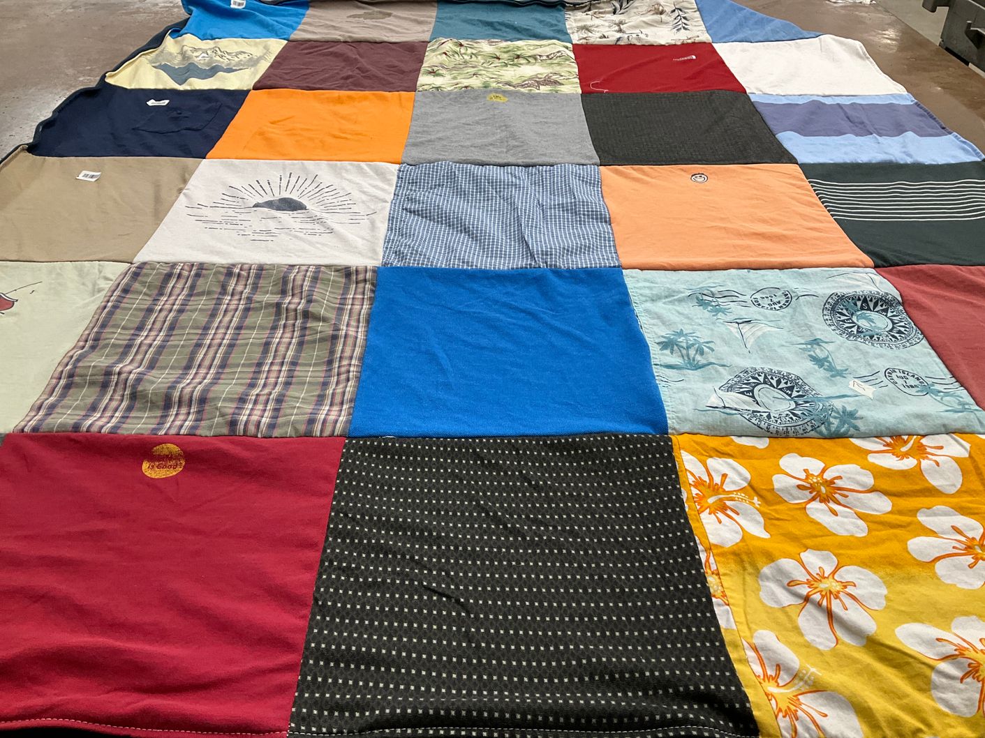 T-shirt quilt with nature, outdoors themes by Susan from TN