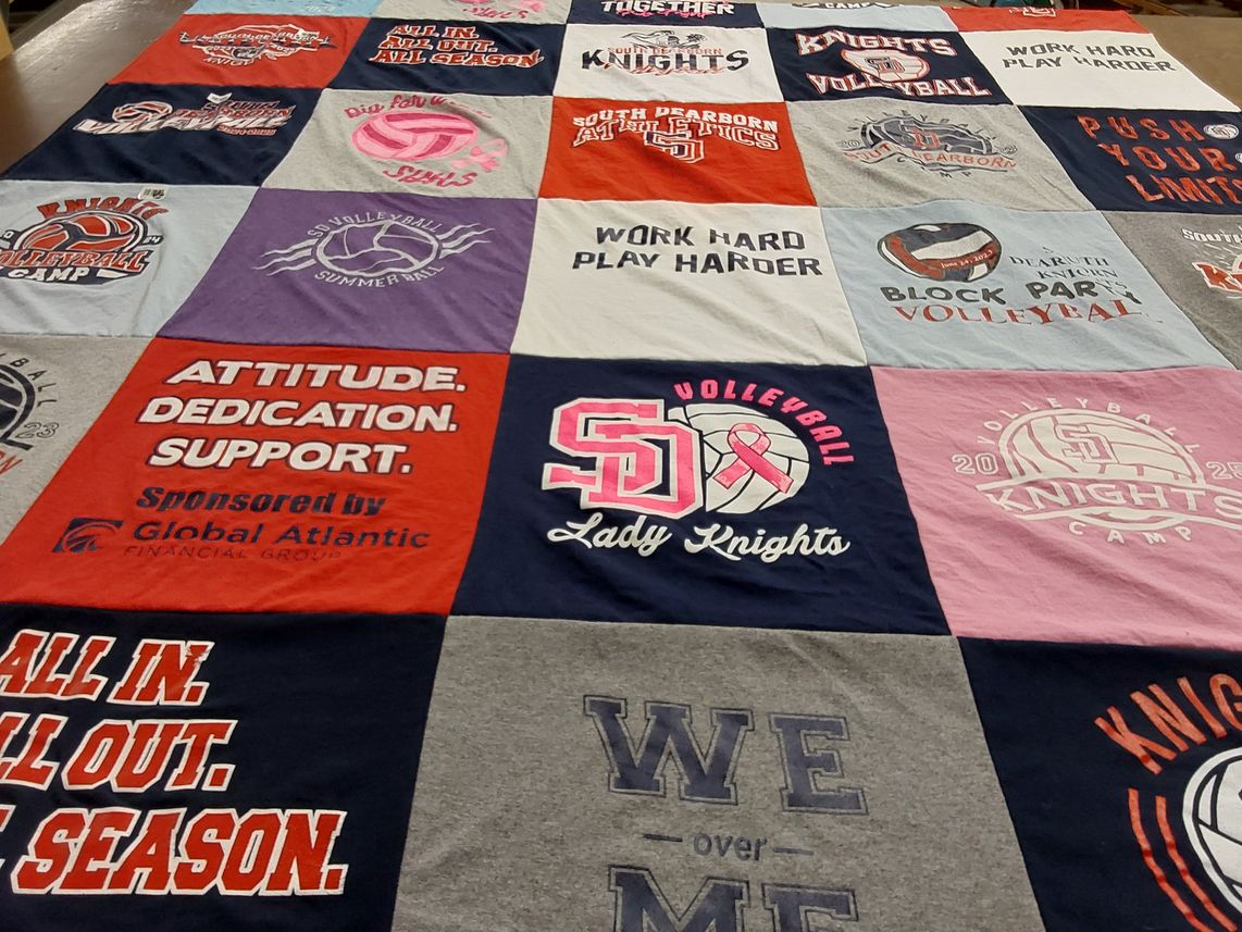 T-shirt quilt featuring dearborn high school knighths by Brian from IN