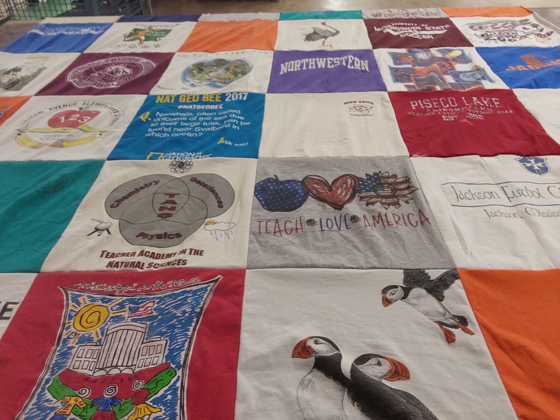 T-shirt quilt from northwestern university by Carrie from MS