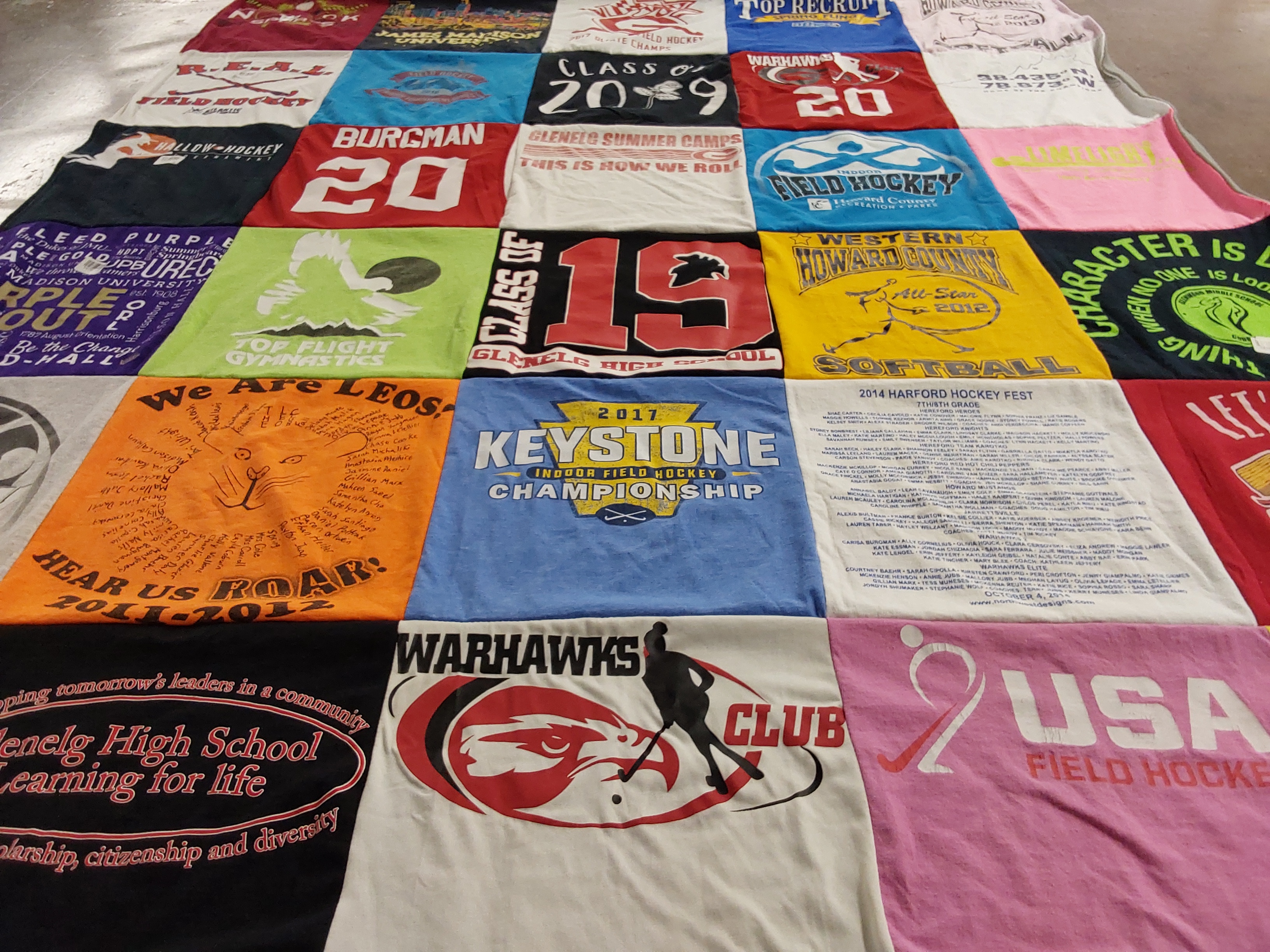 T-shirt quilt featuring glennel high school, western howard county all-senior softball team by Aileen from VA
