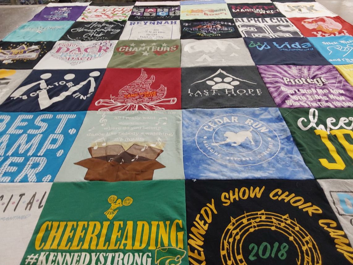 T-shirt quilt from kennedy high school by Camille from MN