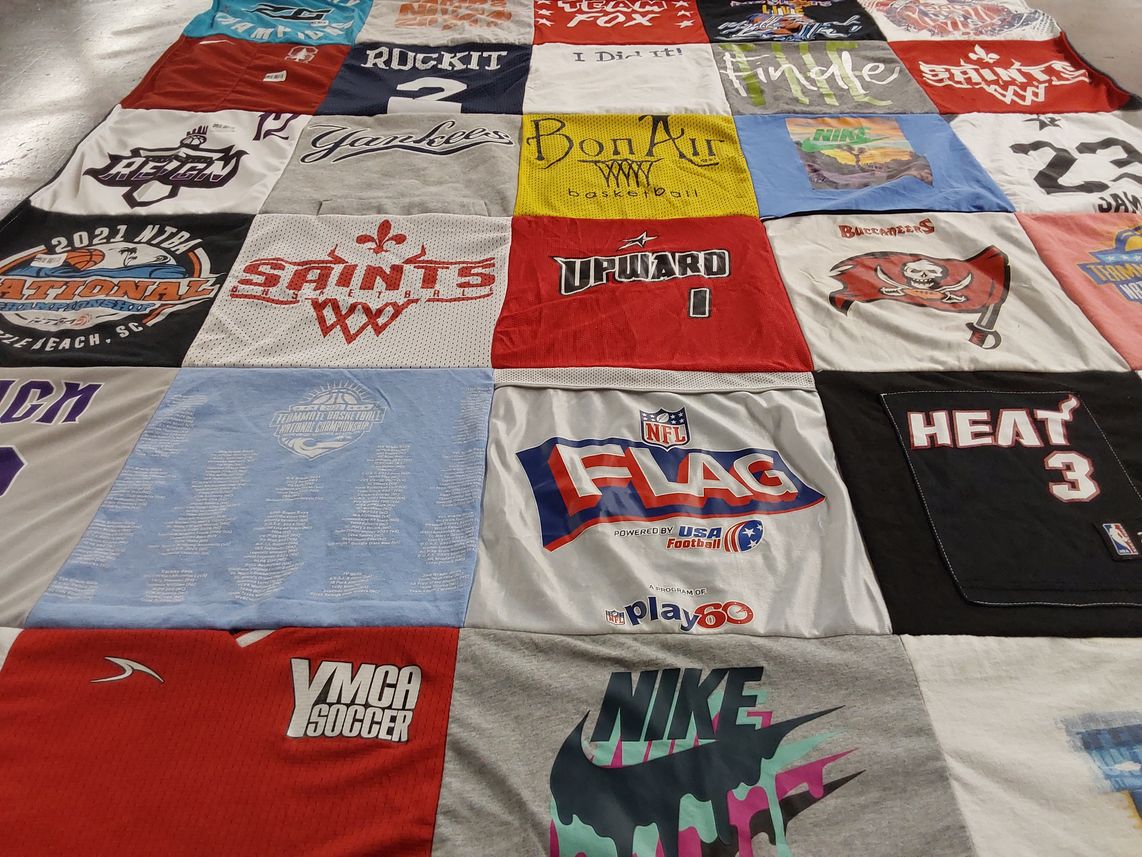 T-shirt quilt featuring tampa bay buccaneers by Lydia from VA