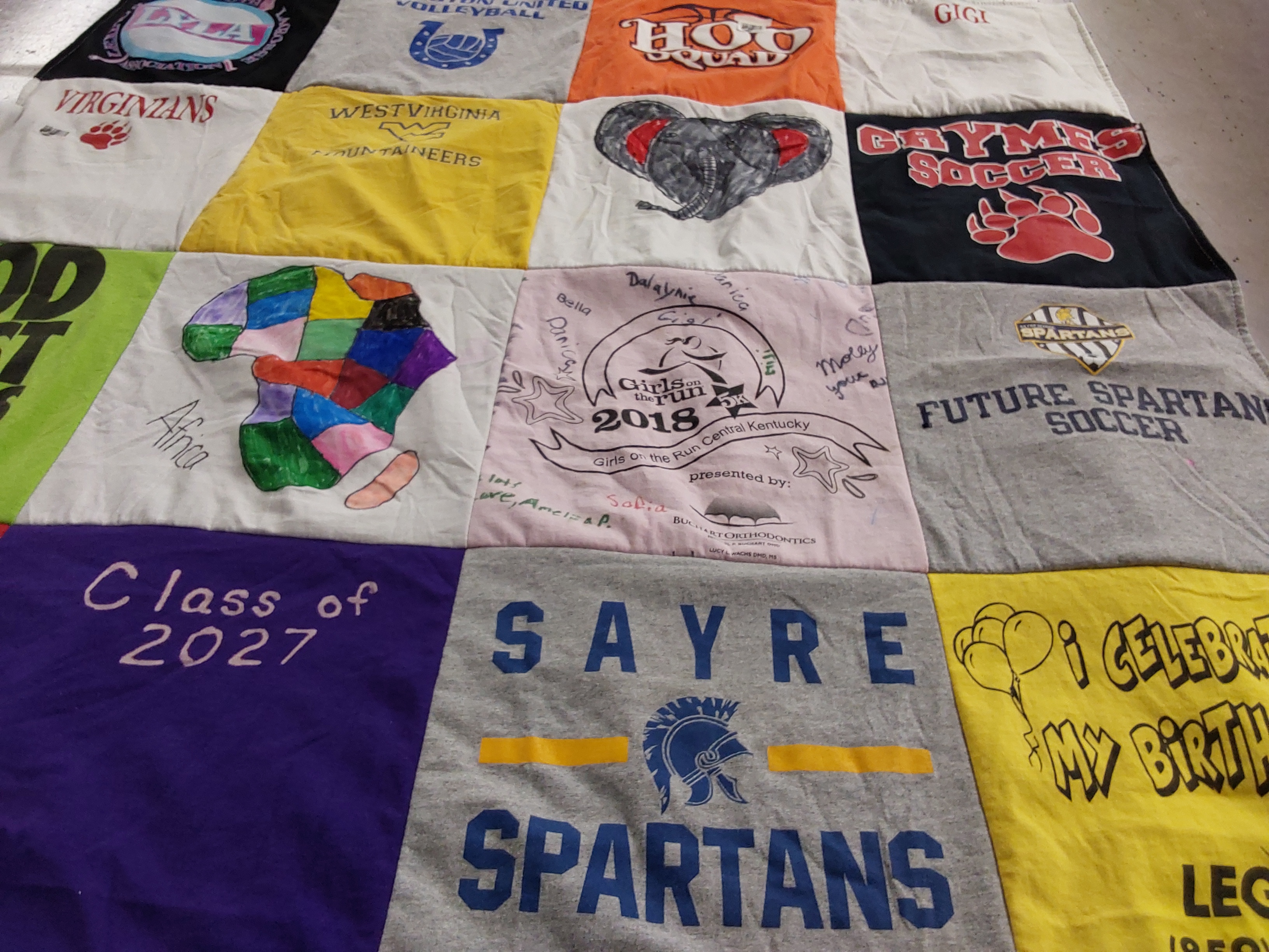 T-shirt quilt featuring sayre spartans by Lisa from WV