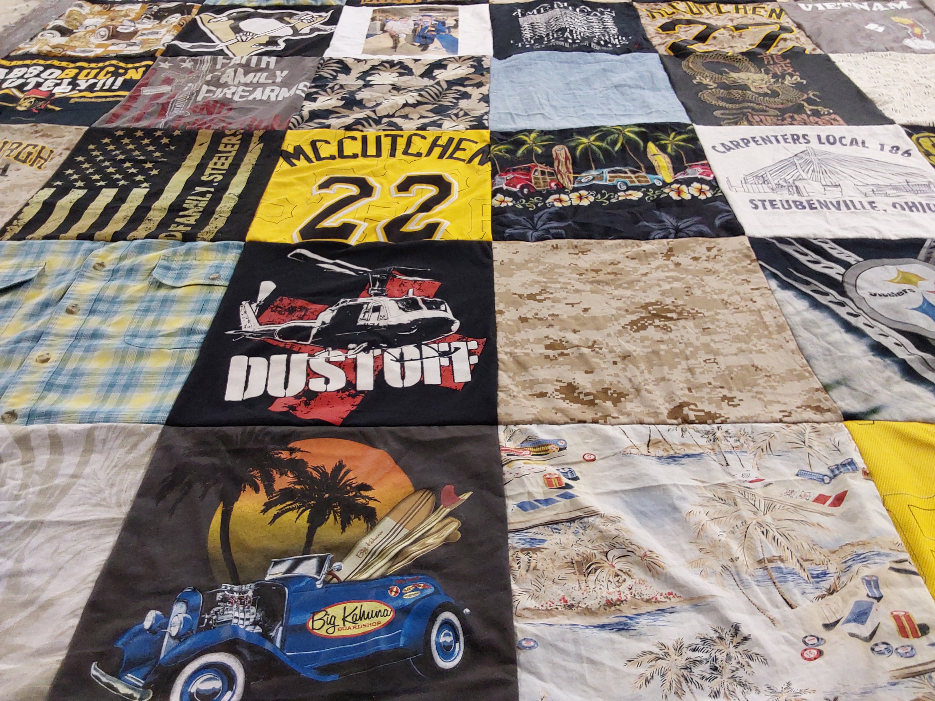 T-shirt quilt featuring pittsburgh steelers, pittsburgh pirates by Angela from OH