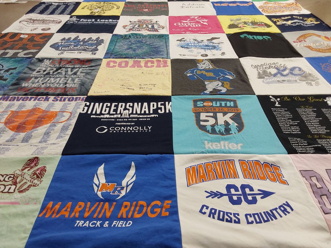 T-shirt quilt featuring marvin ridge cross country by Jaclyn from NC