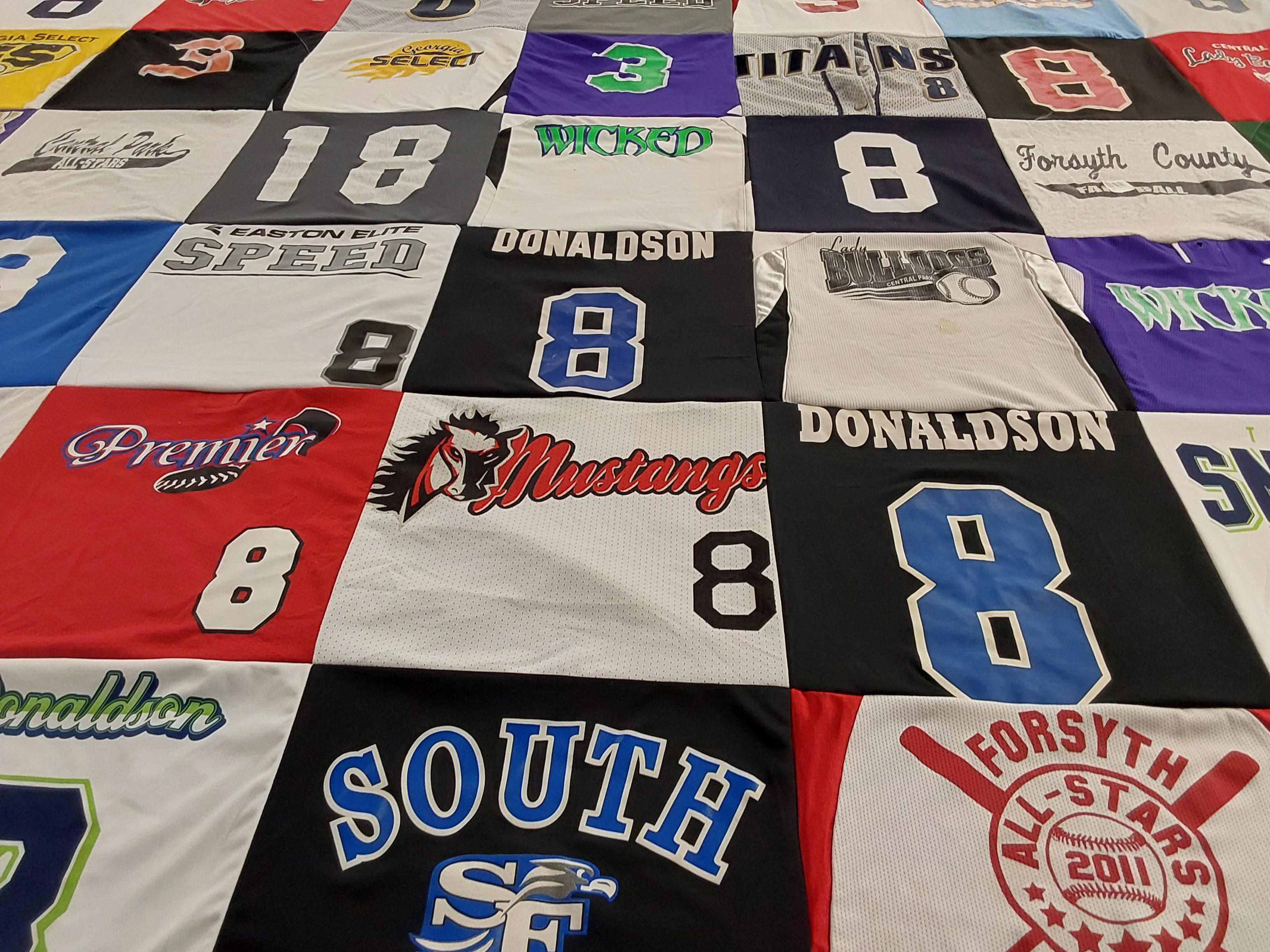 T-shirt quilt featuring mustangs, titans by Theresa from TN