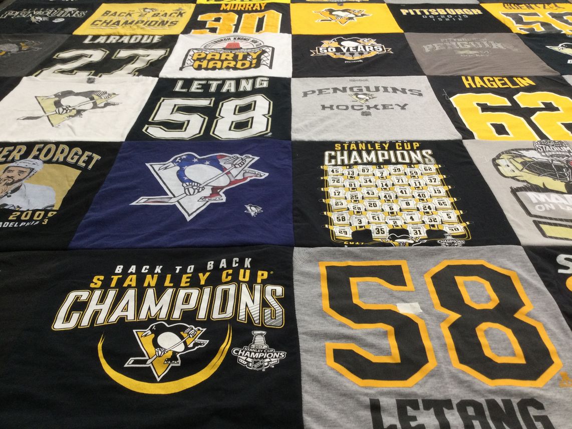 T-shirt quilt featuring pittsburgh penguins by Jessica from AK
