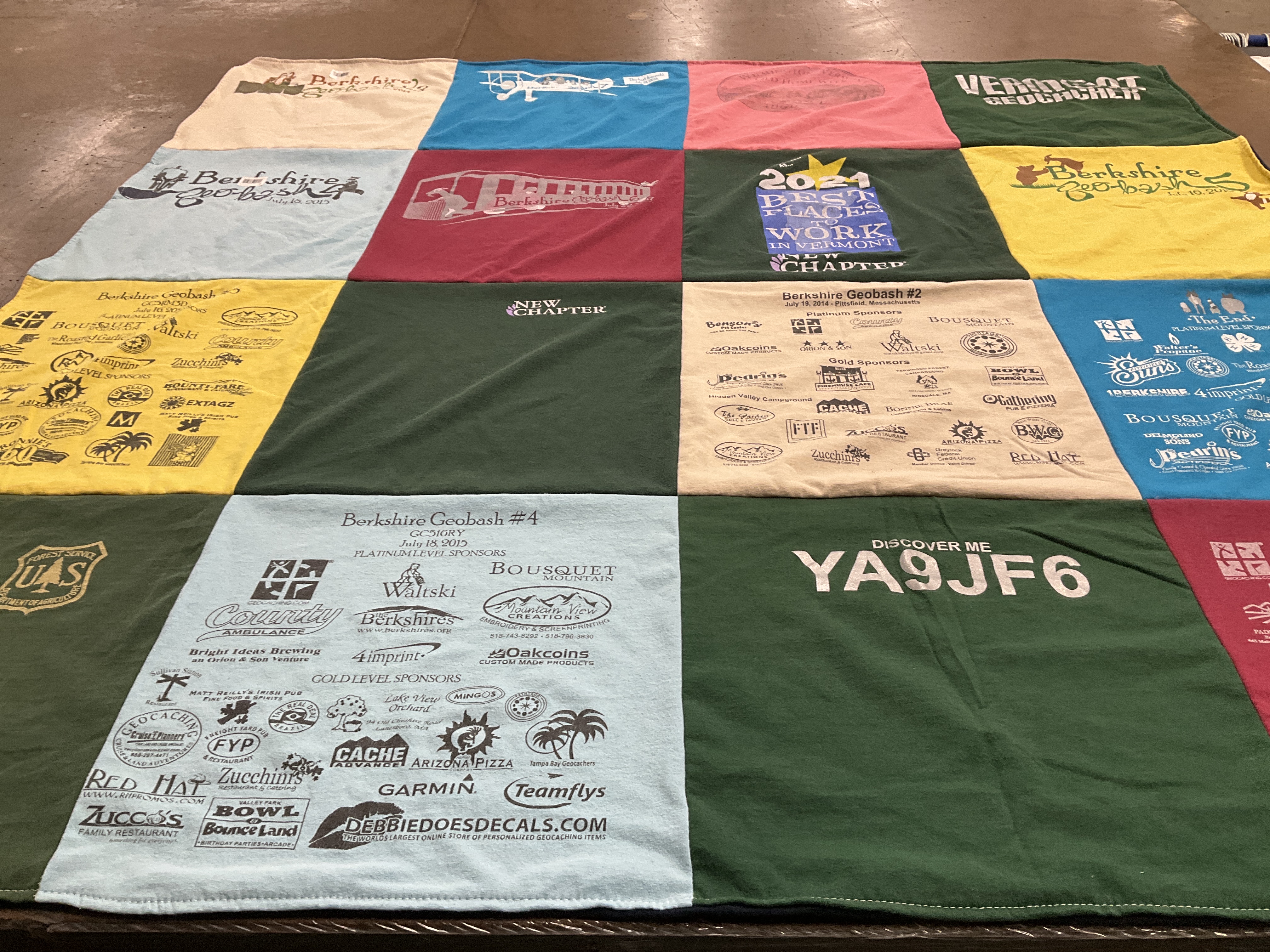 T-shirt quilt with outdoor, community themes by Brenda from NH