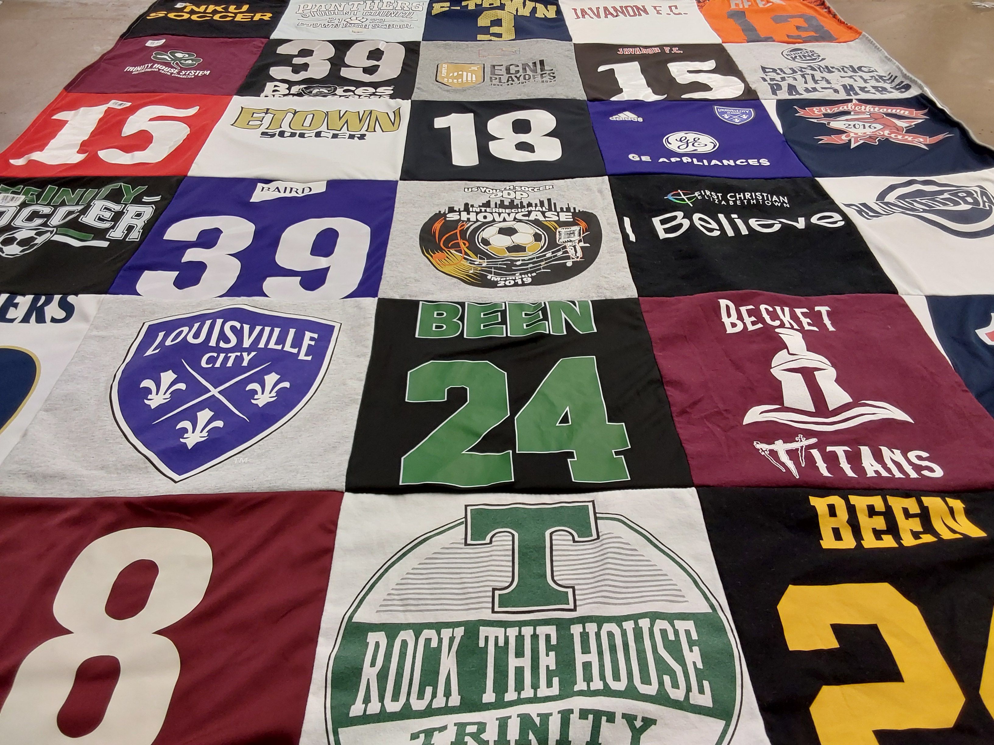 T-shirt quilt featuring louisville city soccer club, etow soccer by Michelle from KY