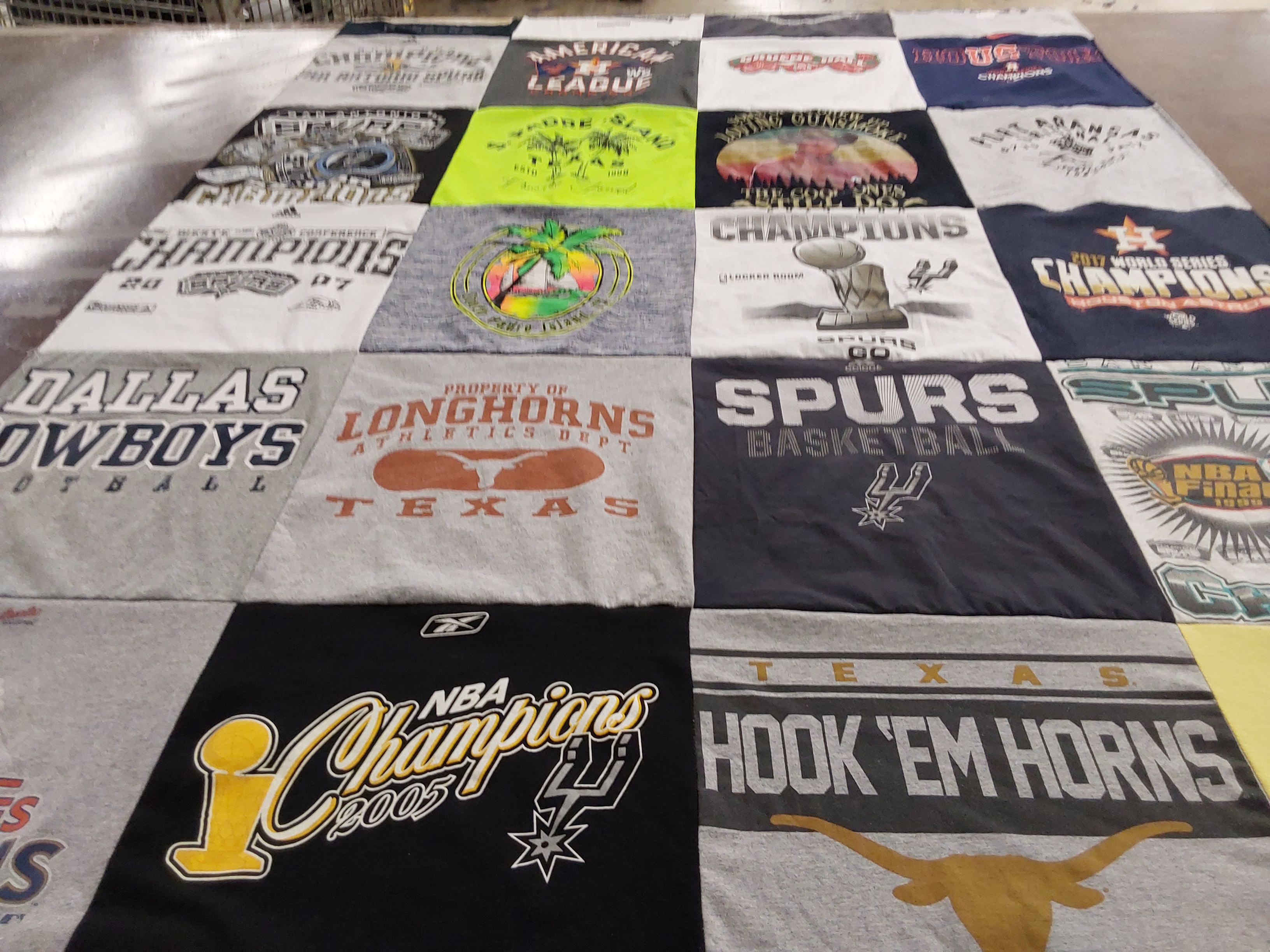 T-shirt quilt featuring dallas cowboys, san antonio spurs by Carla from TX