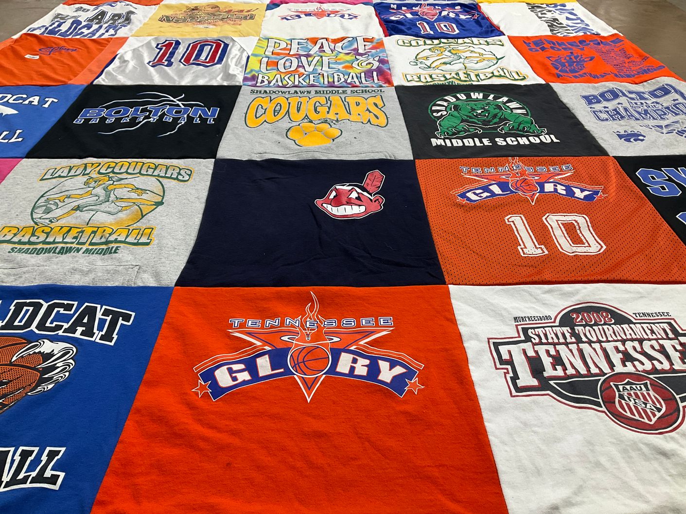 T-shirt quilt featuring lady cougars basketball, cougars by Mary Ann from TN