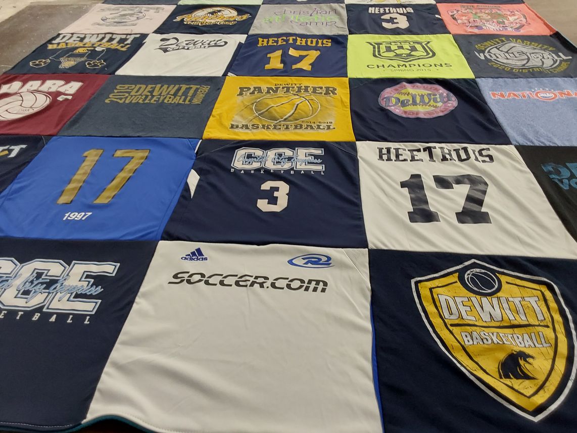 T-shirt quilt featuring dewitt basketball, dewitt volleyball by Kristen from MI