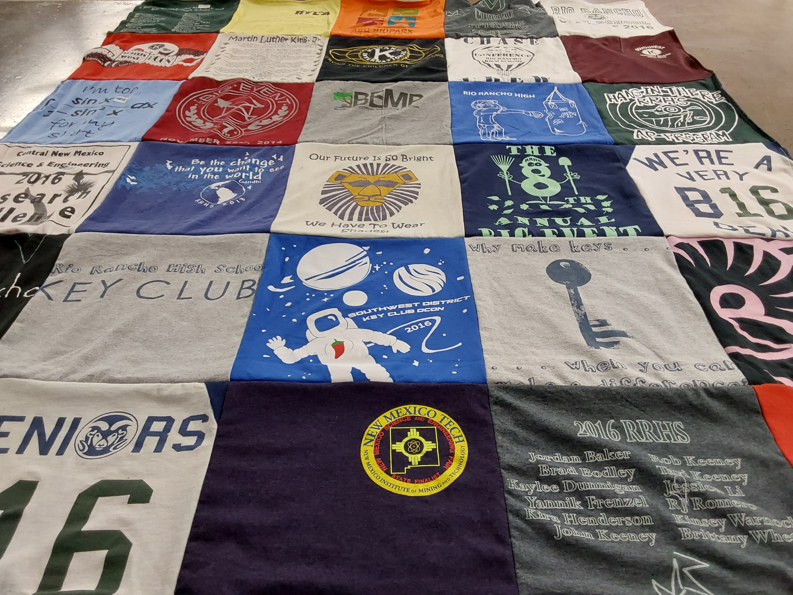 T-shirt quilt from rio rancho high school by Kinsey from NM