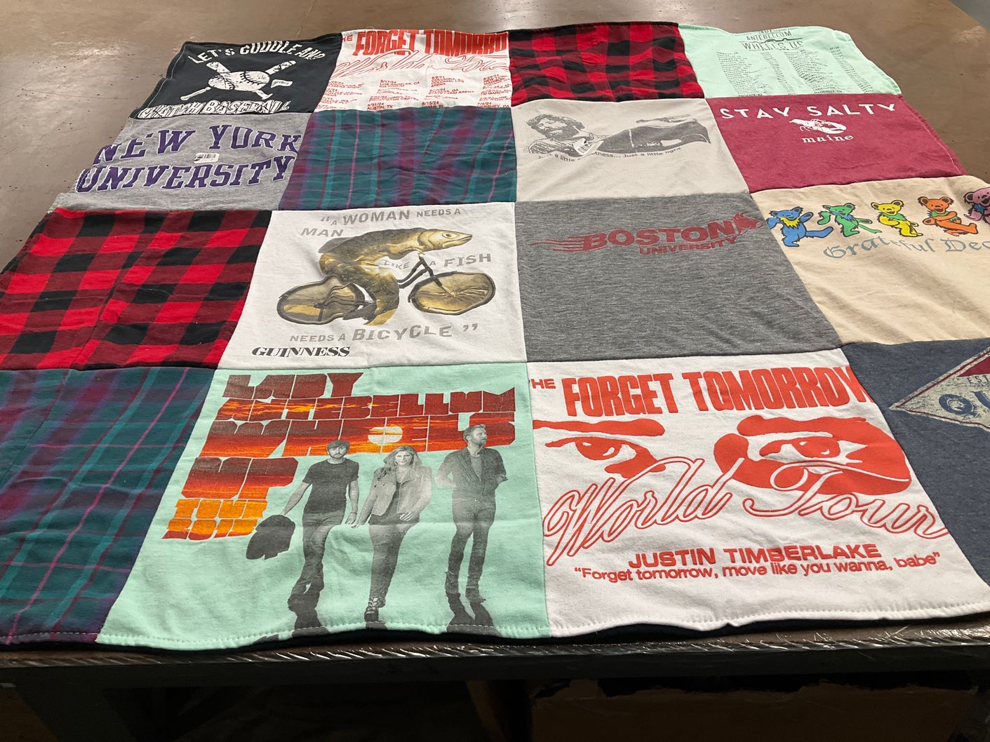 T-shirt quilt from new york university, boston university by Gloria from NY