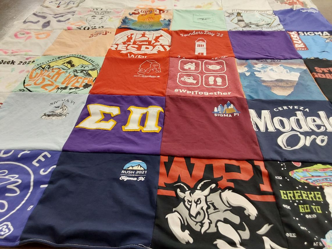 T-shirt quilt from worcester polytechnic institute by Kate from NY