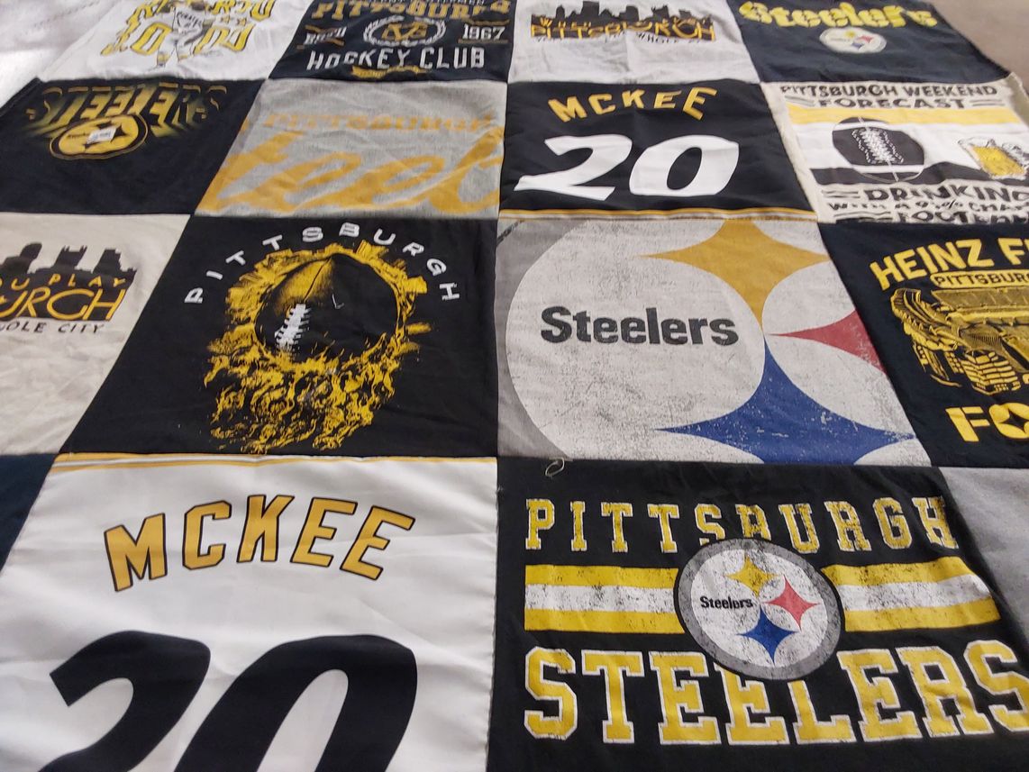 T-shirt quilt featuring pittsburgh steelers by Alyssa from VA