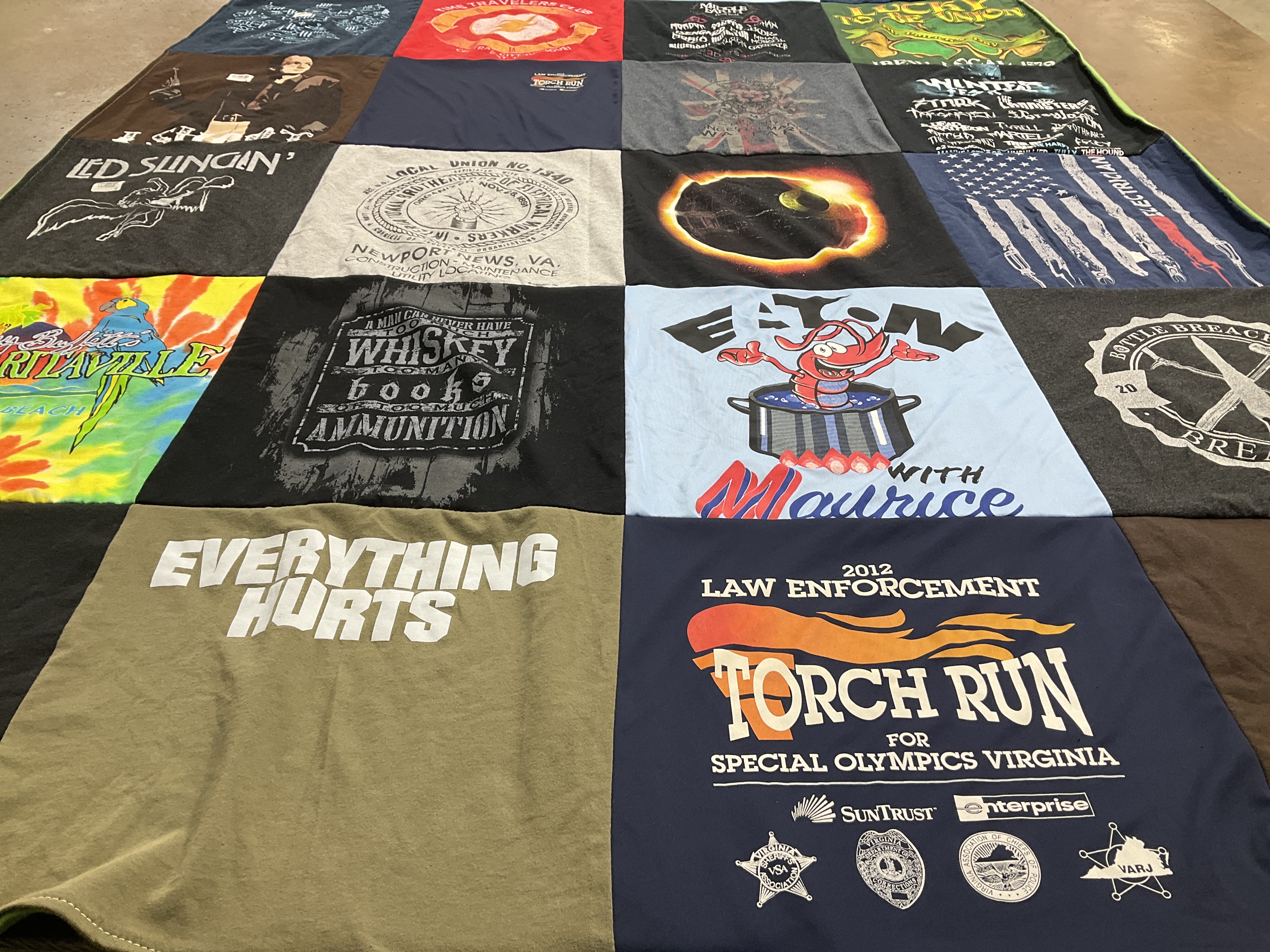 T-shirt quilt with law enforcement, special olympics themes by Peter from VA