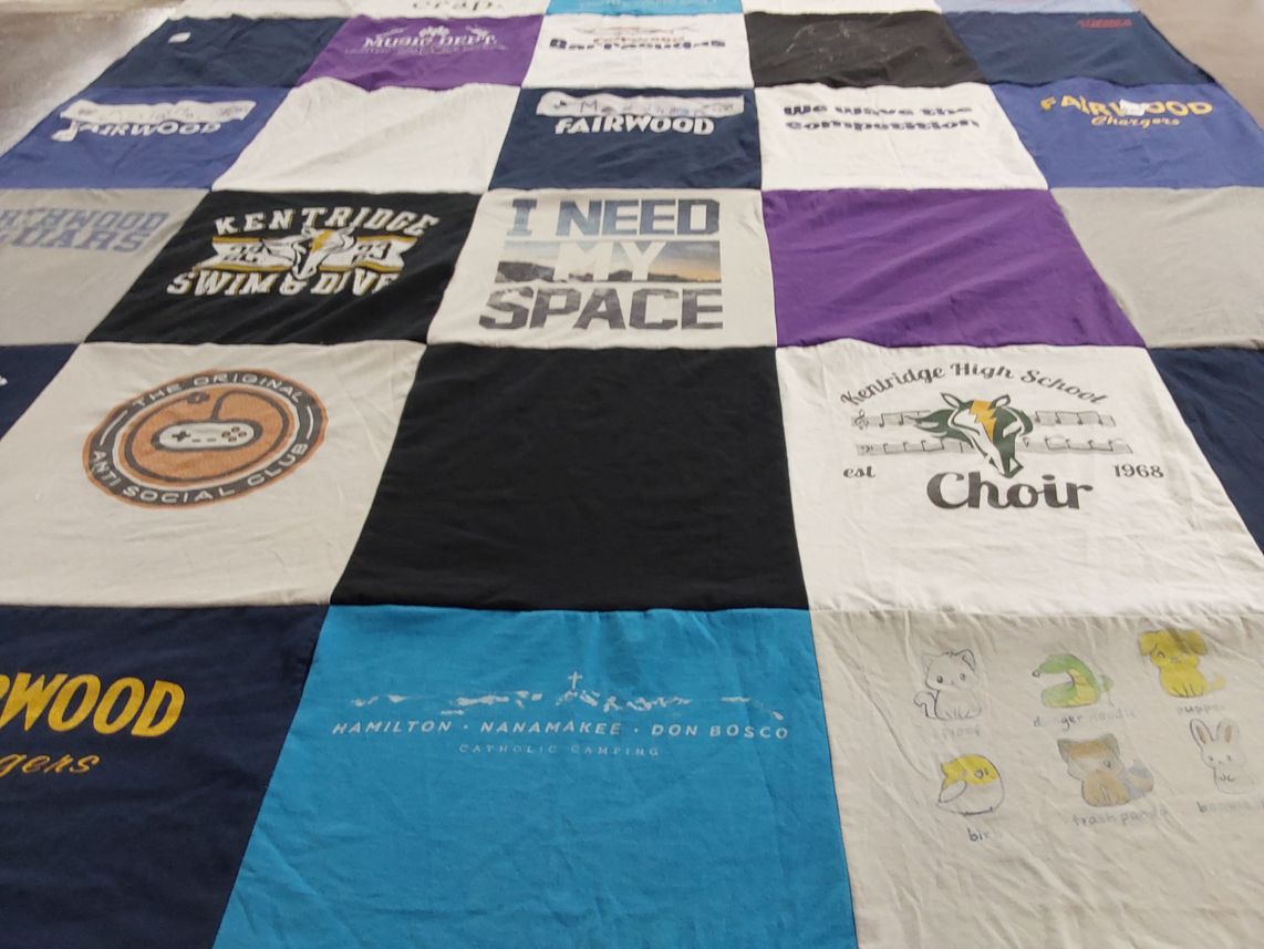 T-shirt quilt featuring fairwood chargers by Jennifer from WA