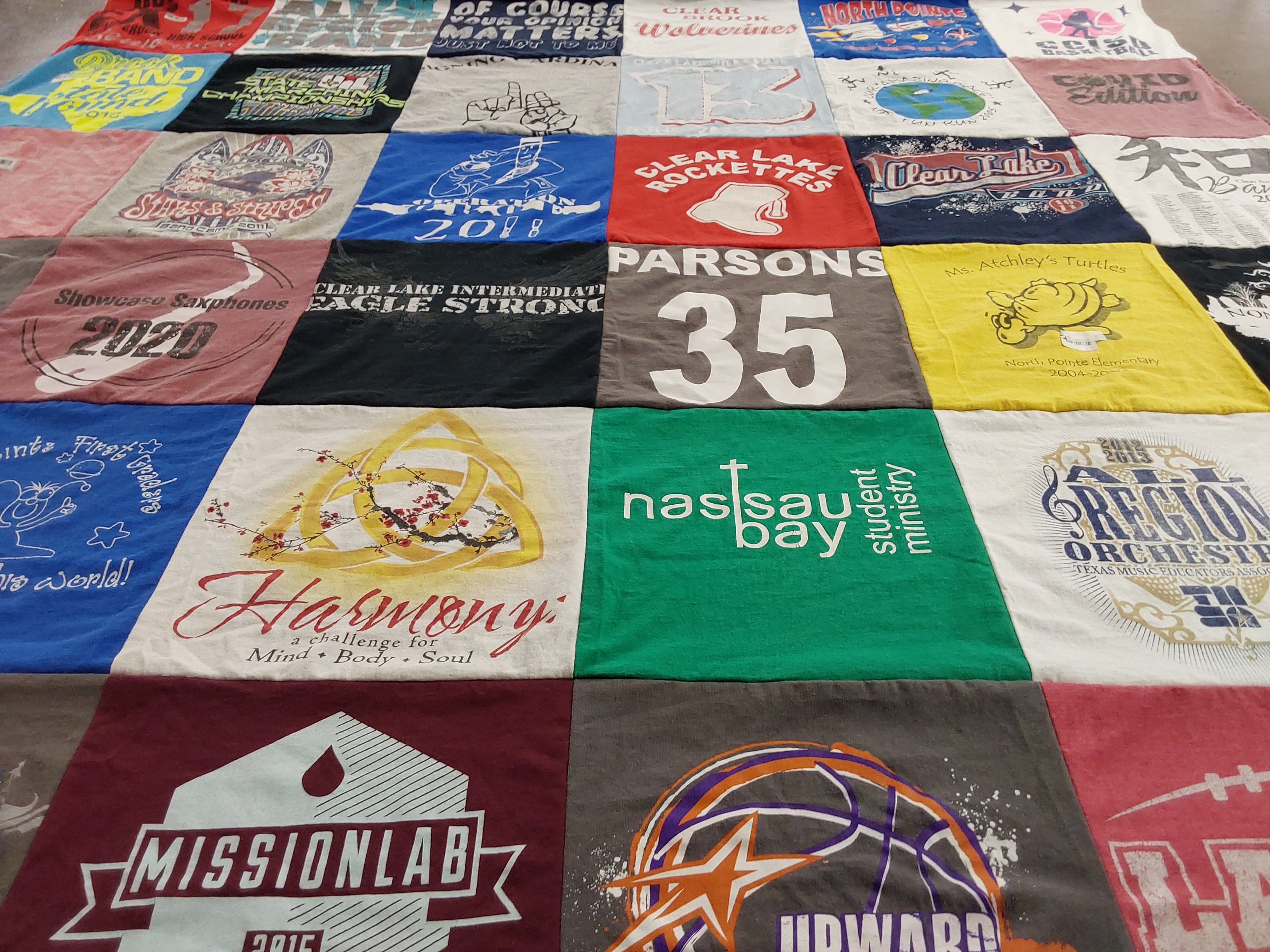 T-shirt quilt featuring clear lake rockets, upward basketball by LaDonna from TX