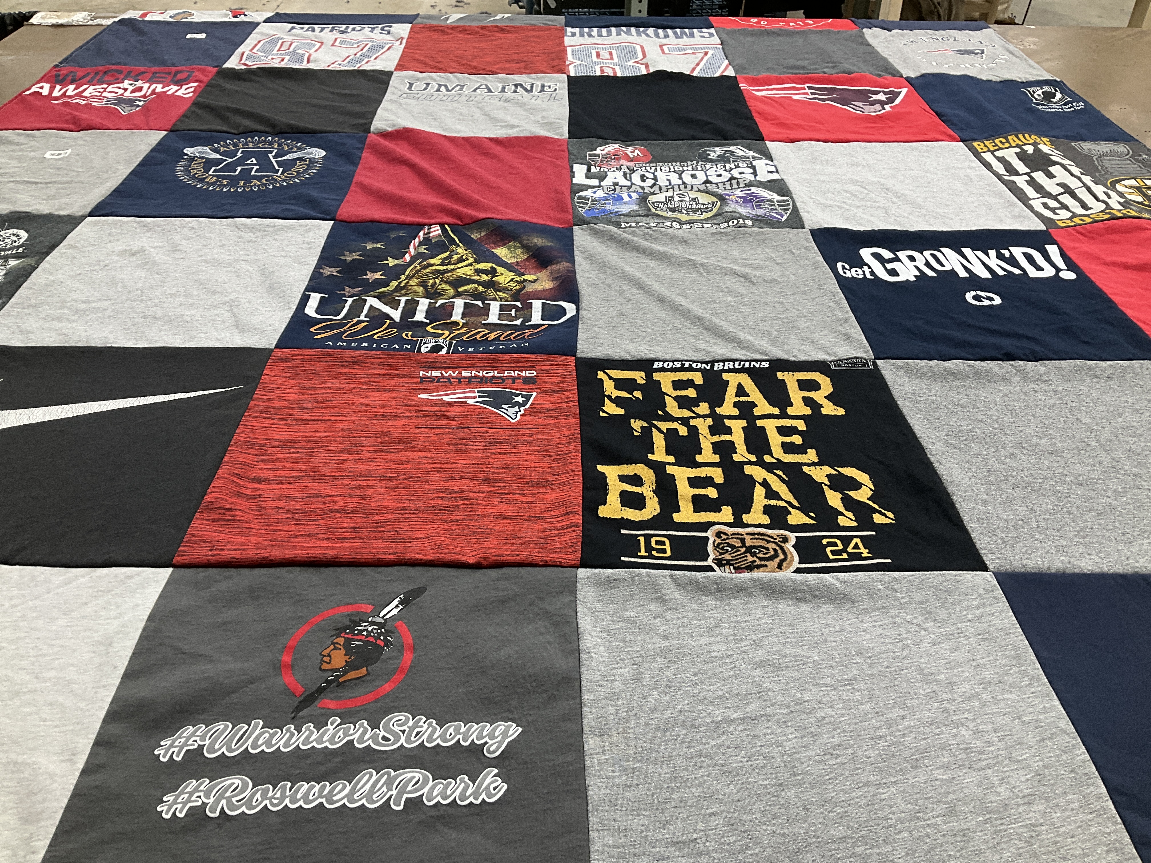 T-shirt quilt featuring new england patriots, boston bruins by Jennifer from ME