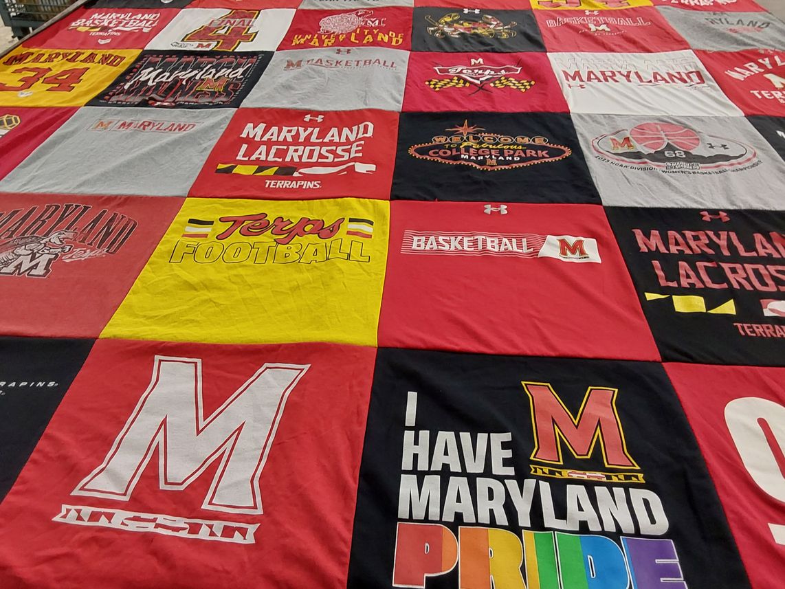 T-shirt quilt featuring maryland terrapins football, maryland terrapins basketball by Kelly from MD