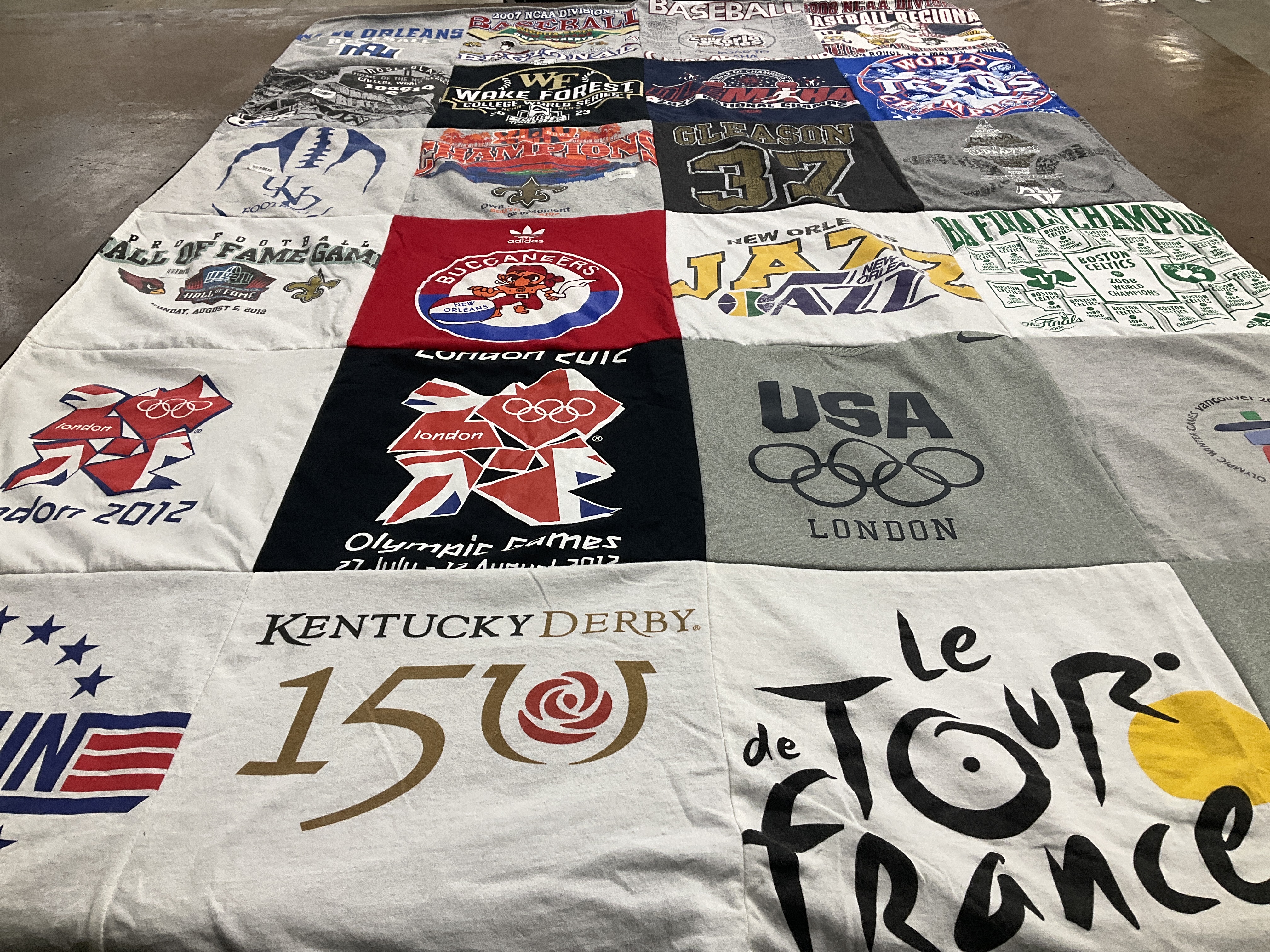 T-shirt quilt featuring new orleans pelicans, new orleans saints by Rebecca from TX
