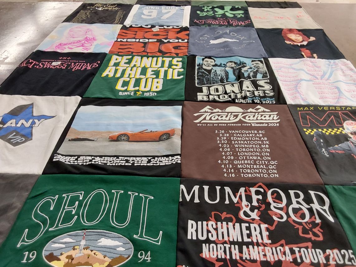T-shirt quilt with music, sports themes by Cynthia from SC