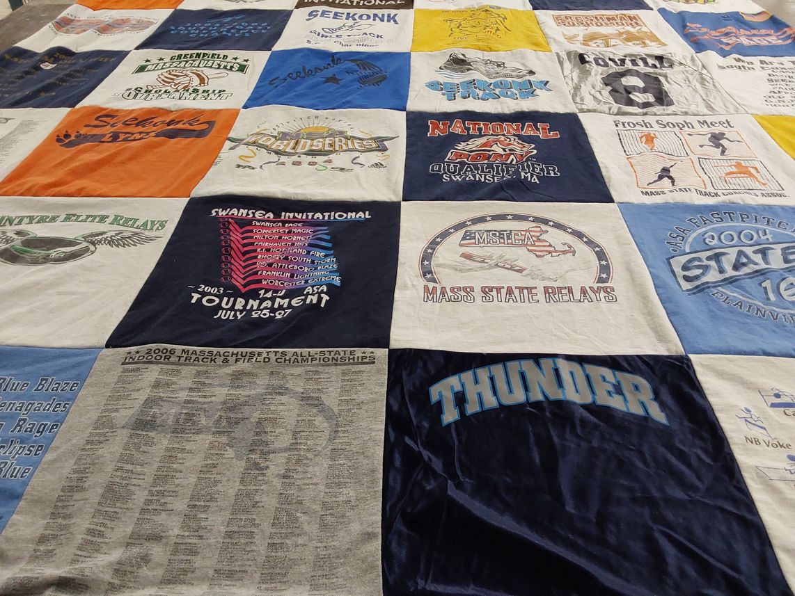 T-shirt quilt featuring seekonk high school, nb voke high school by Jenna from CT