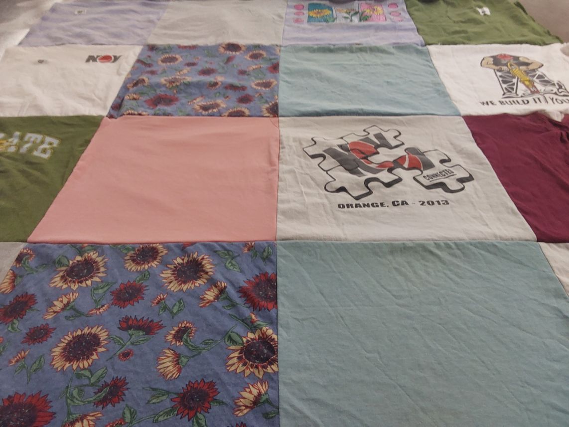 T-shirt quilt with crafting, quilting themes by Danielle from CA