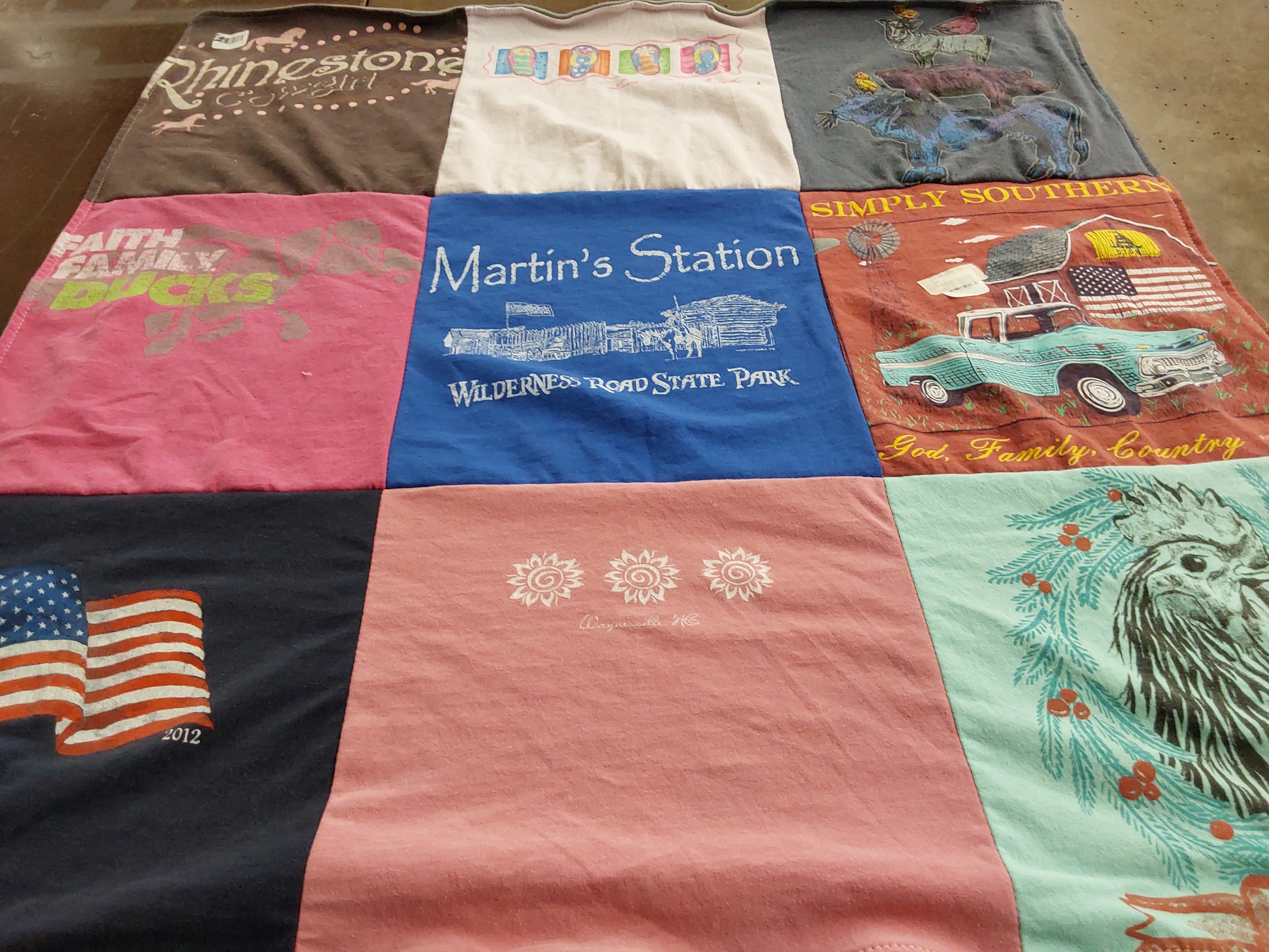 T-shirt quilt with family, nature themes by Melissa from WV