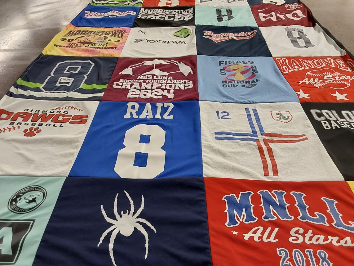 T-shirt quilt featuring diamond dawgs baseball, morris united soccer club by Jessica from NJ
