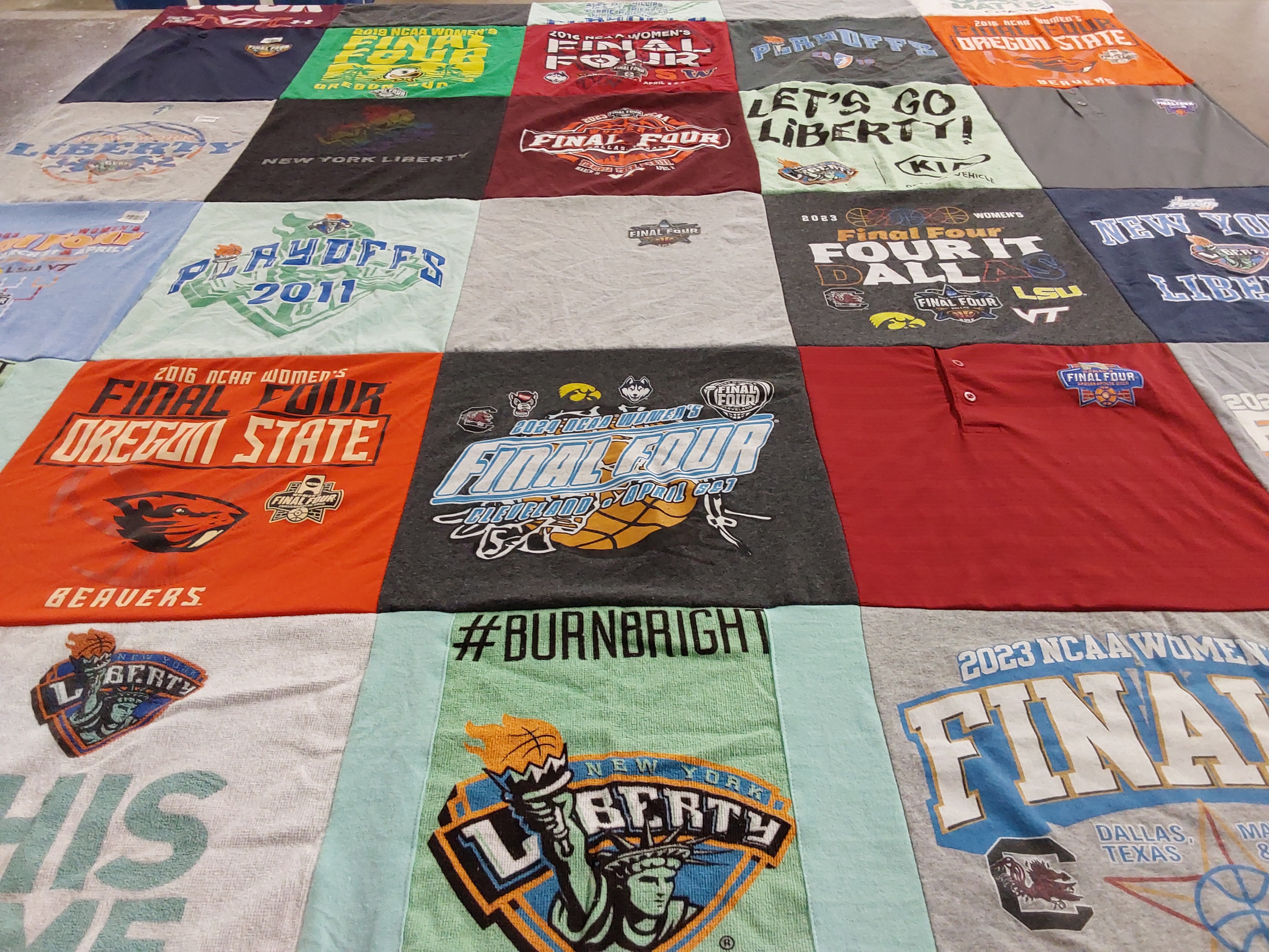 T-shirt quilt from oregon state university, new york liberty by Julia from FL