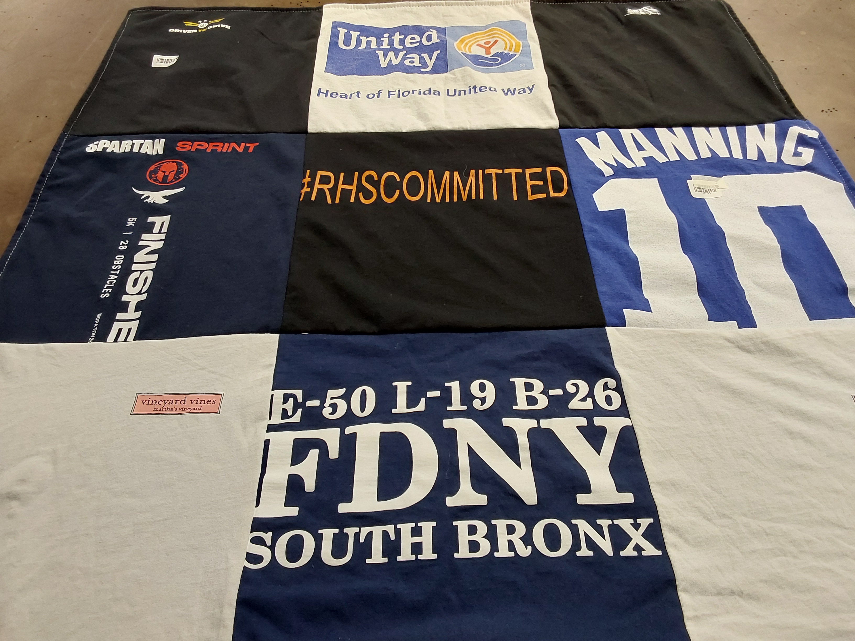 T-shirt quilt with sports, community service themes by craig from NC
