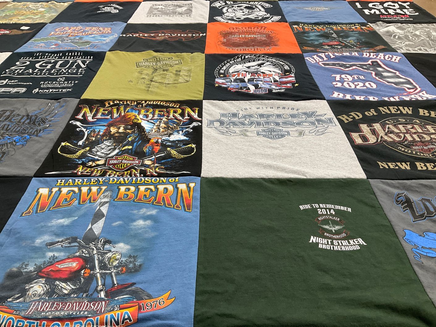 T-shirt quilt with motorcycles, biking themes by steven from TN