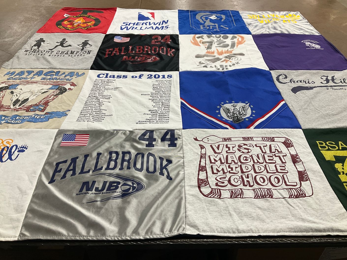 T-shirt quilt featuring fallbrook middle school basketball by Anna from CA