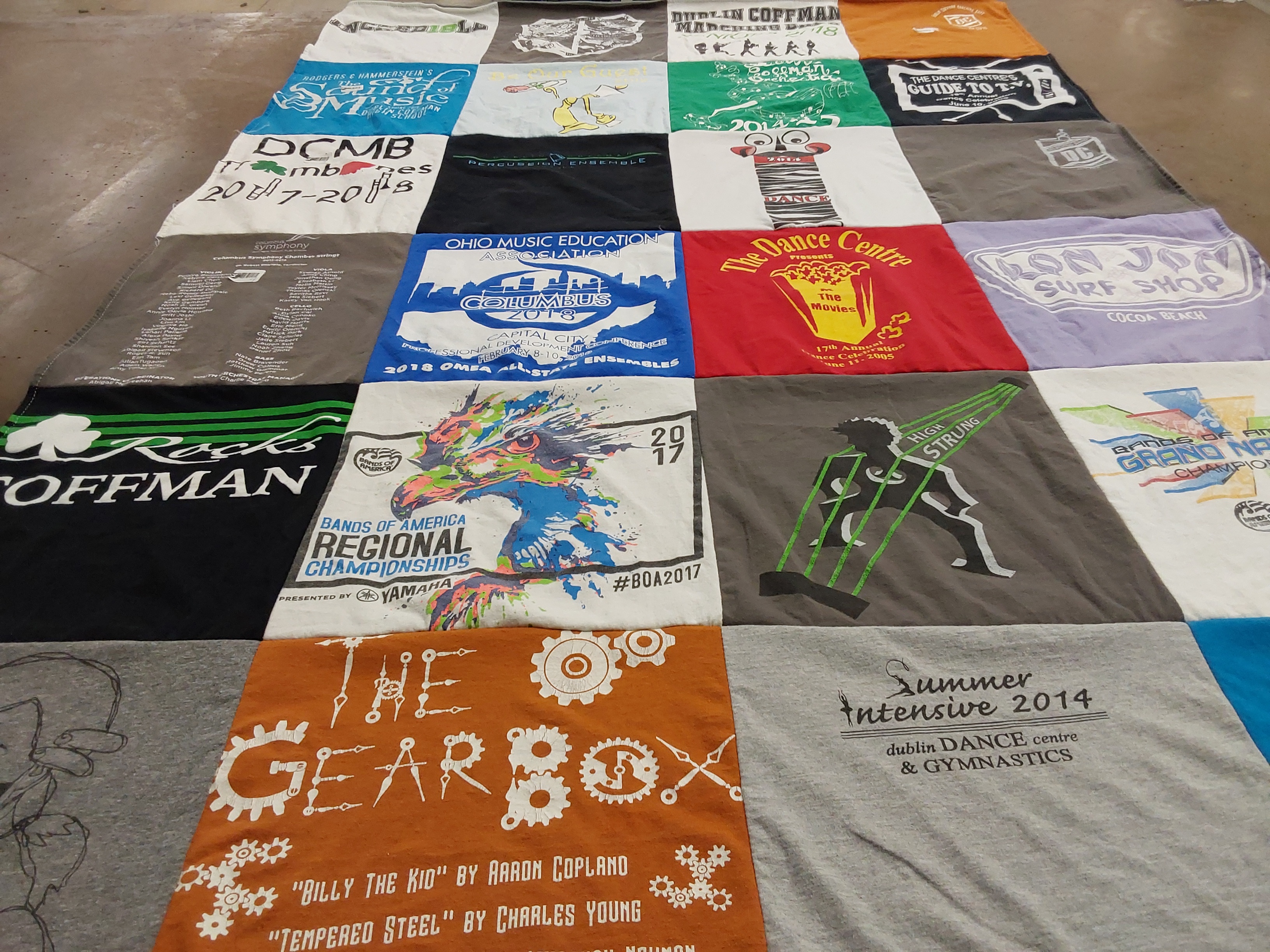 T-shirt quilt featuring dublin coffman high school, high strung dance team by Elizabeth from OH
