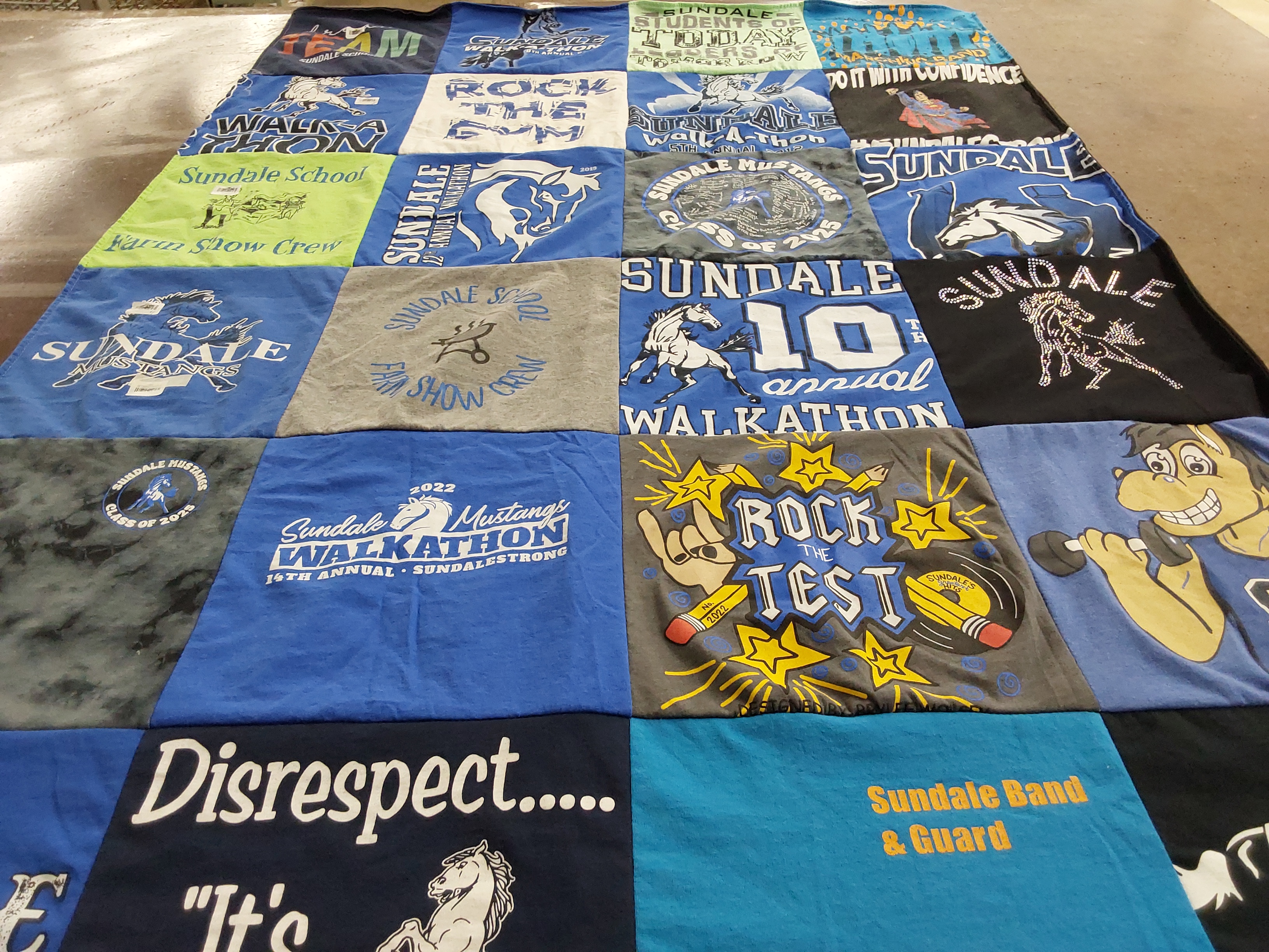 T-shirt quilt featuring sundale mustangs by Cindy from CA