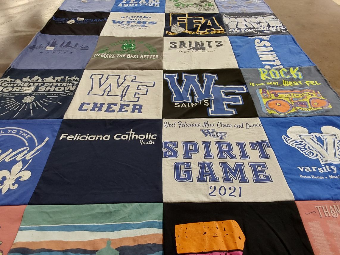 T-shirt quilt featuring west feliciana cheer, west feliciana saints by Mary from LA