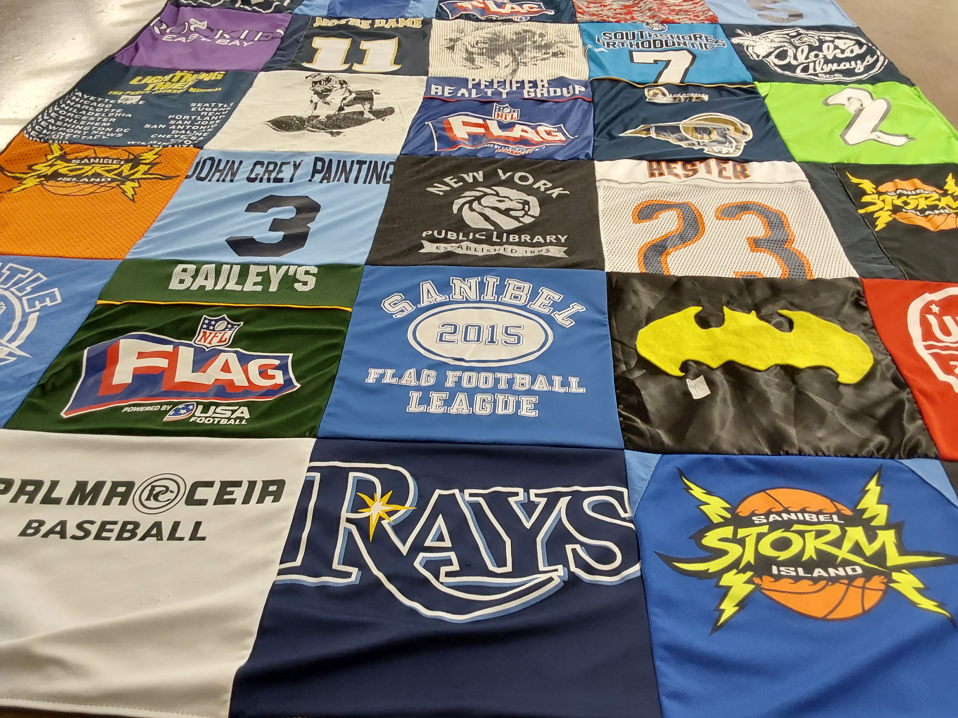 T-shirt quilt featuring tampa bay rays, sanibel storm by Kimberly from FL