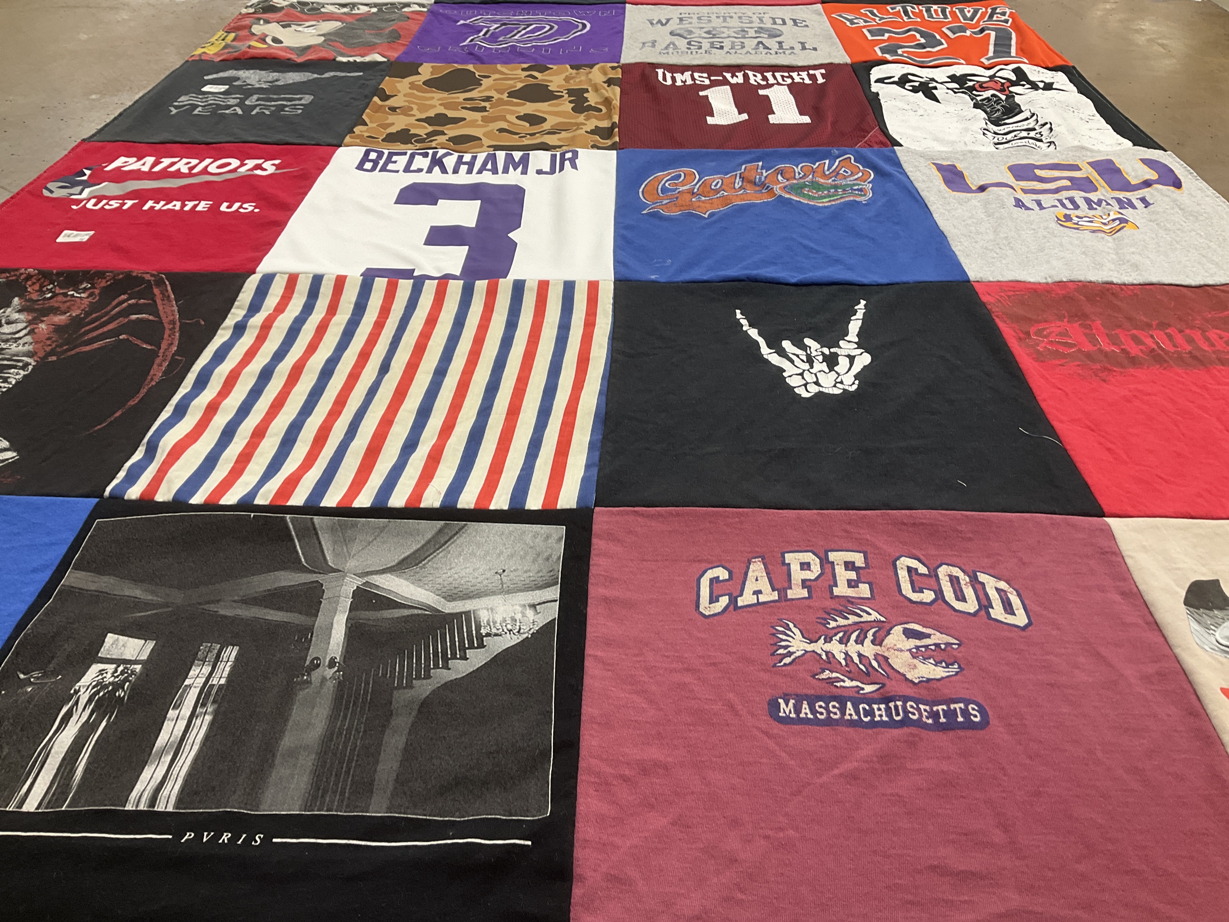 T-shirt quilt featuring lsu tigers, new england patriots by Holly from MI