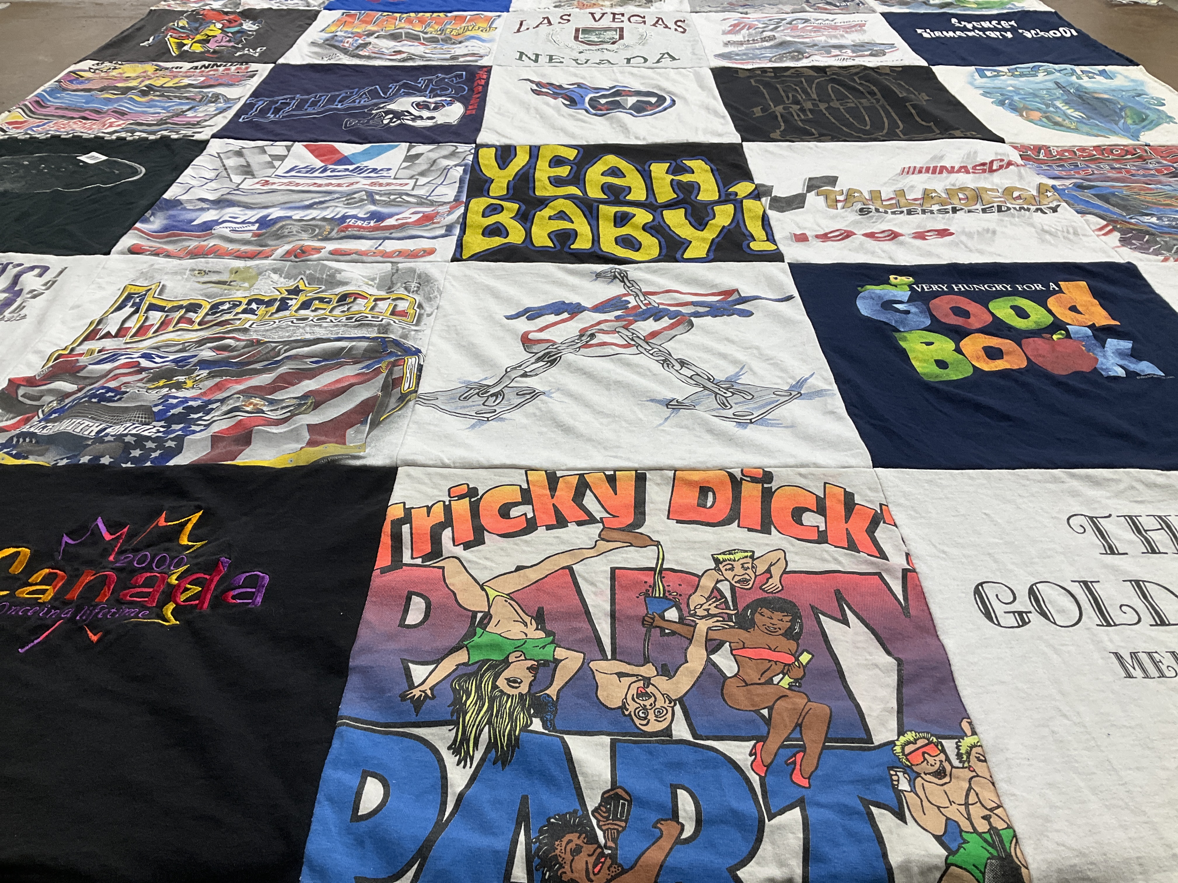 T-shirt quilt with travel, celebration themes by Teresa from TN