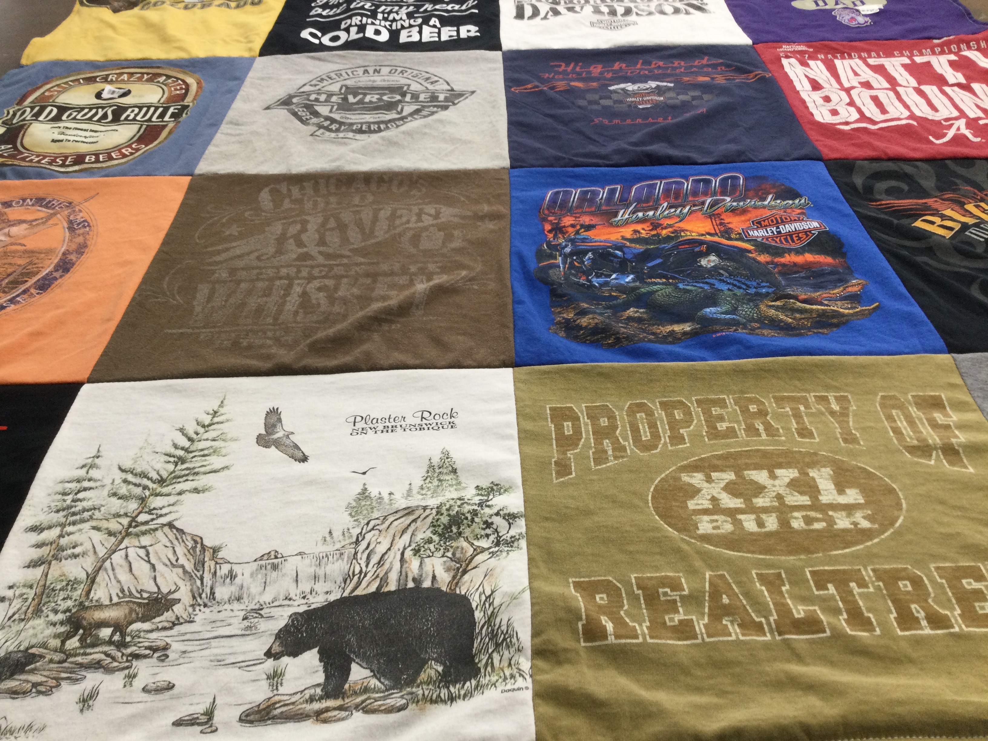 T-shirt quilt with motorcycles, crafting themes by Lyndsey from TN