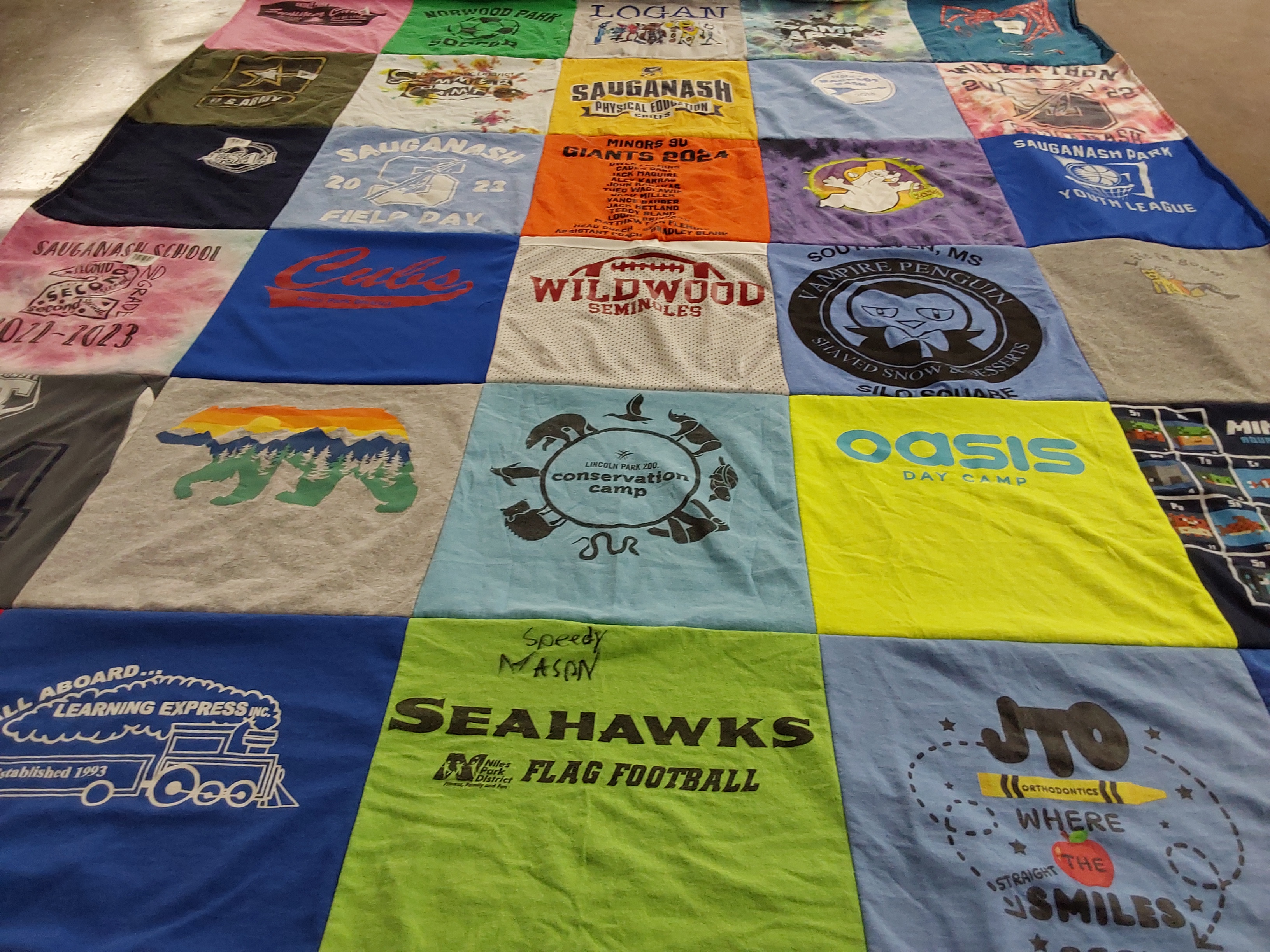 T-shirt quilt featuring seahawks football by Kristin from IL